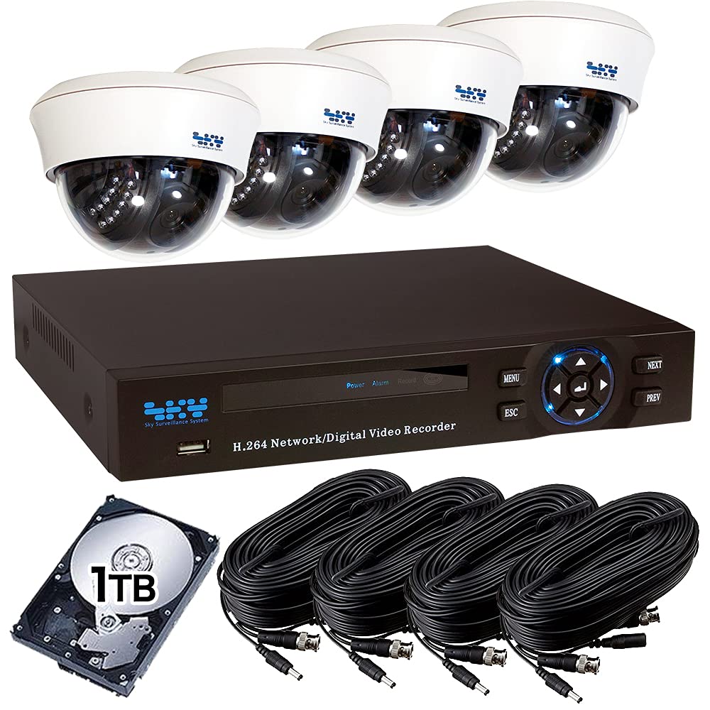 Amazon.co.jp: SKY Electronics 屋内用ドーム型防犯カメラ 4台 録画機