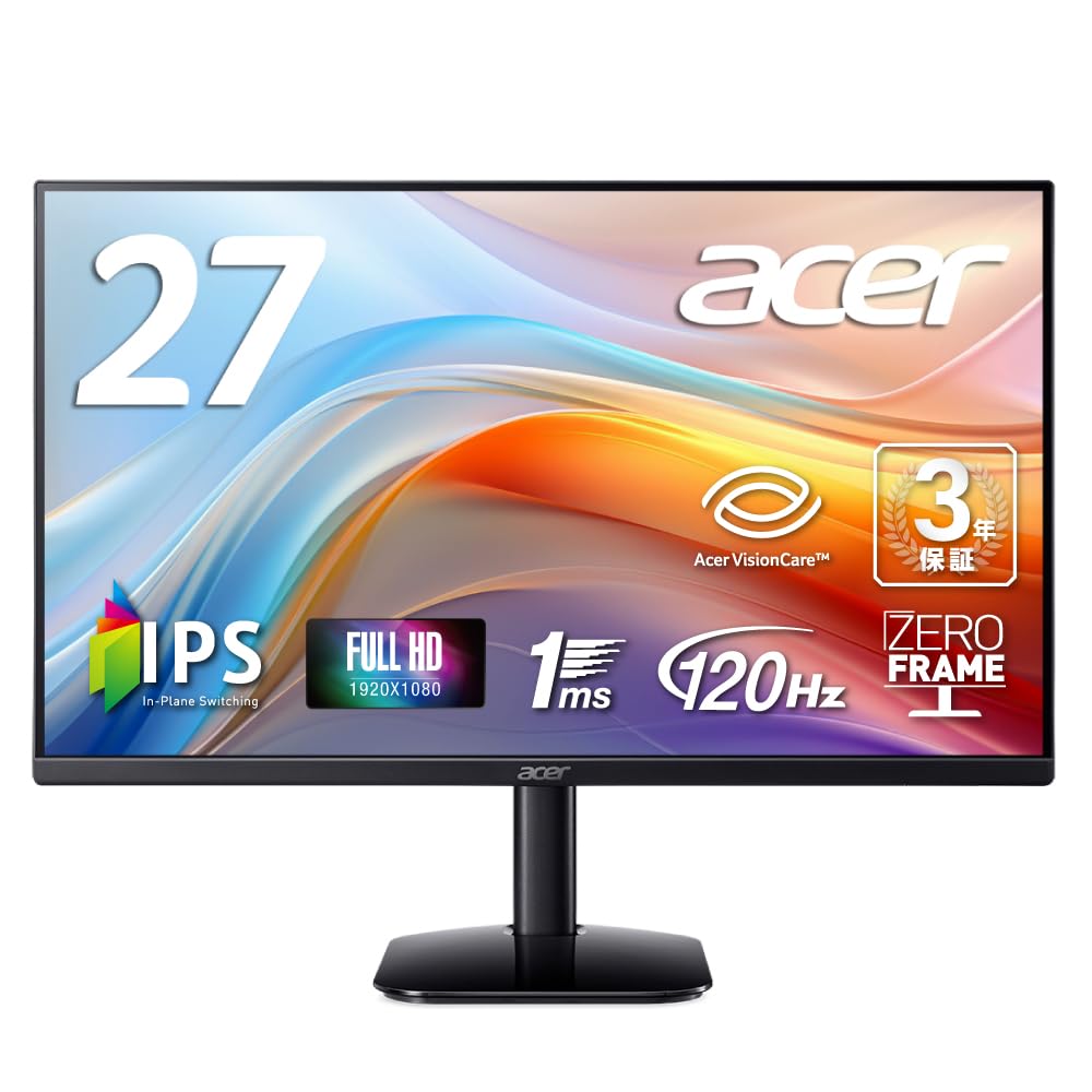 Amazon.co.jp: Acer モニター 27インチ フルHD 非光沢 IPS 120Hz 1ms