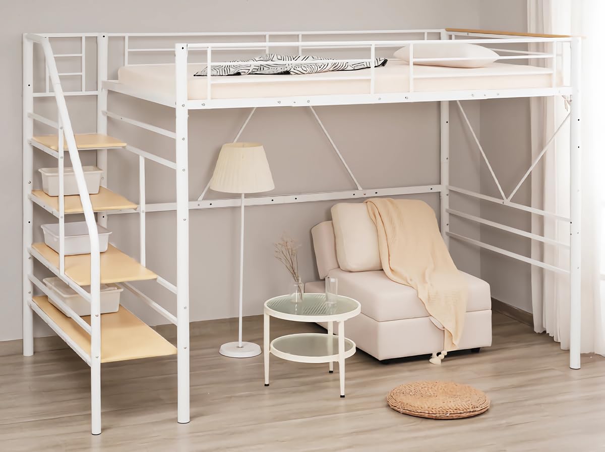 Amazon｜Kennkari ロフトベッド 階段付き パイプベッド ロフト