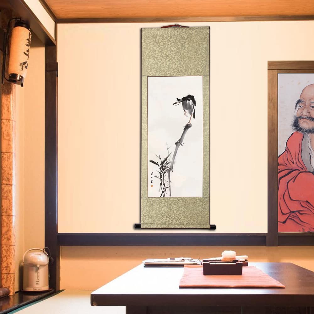 Amazon.co.jp: 画家手描き 掛軸 掛け軸 おしゃれ 水墨画 花鳥図 四季