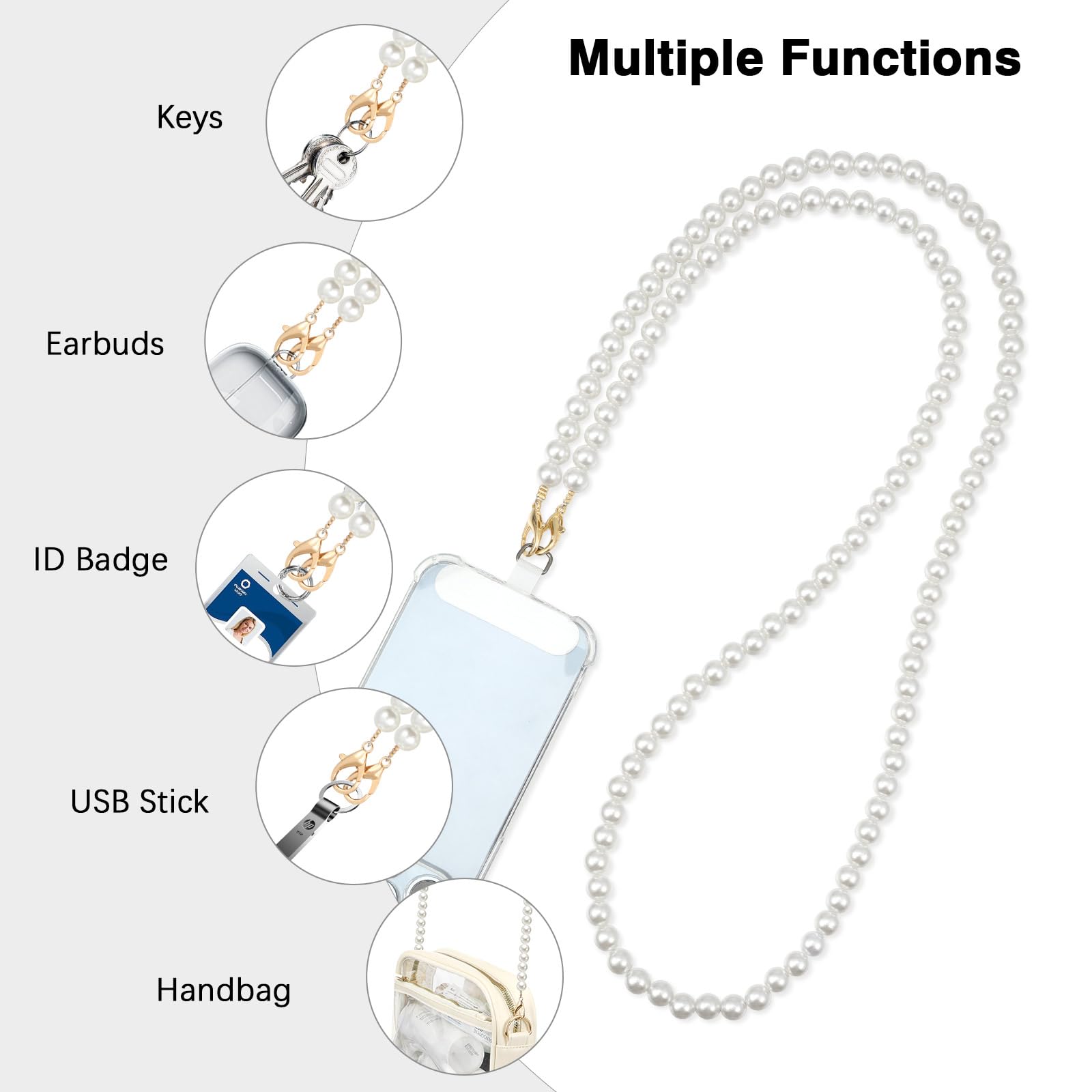 Amazon.com: MoKo Universal Phone Lanyard, Pearl Beaded Cell Phone