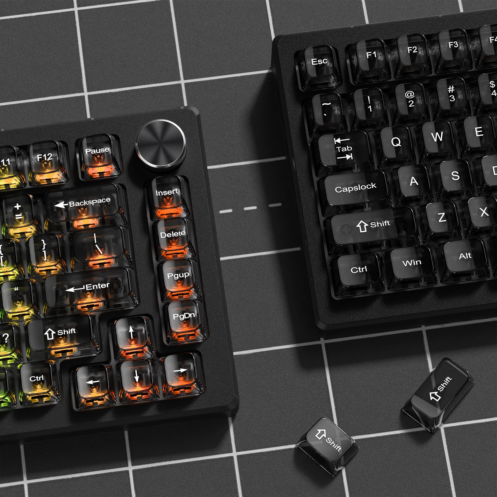 Amazon.co.jp: dagaladoo グレー クリアキーキャップ、透明キー