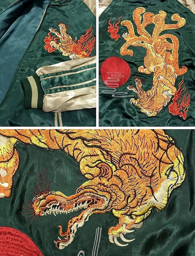 Amazon | [花旅楽団] 九尾の狐リバーシブル スカジャン SSJ-510 M