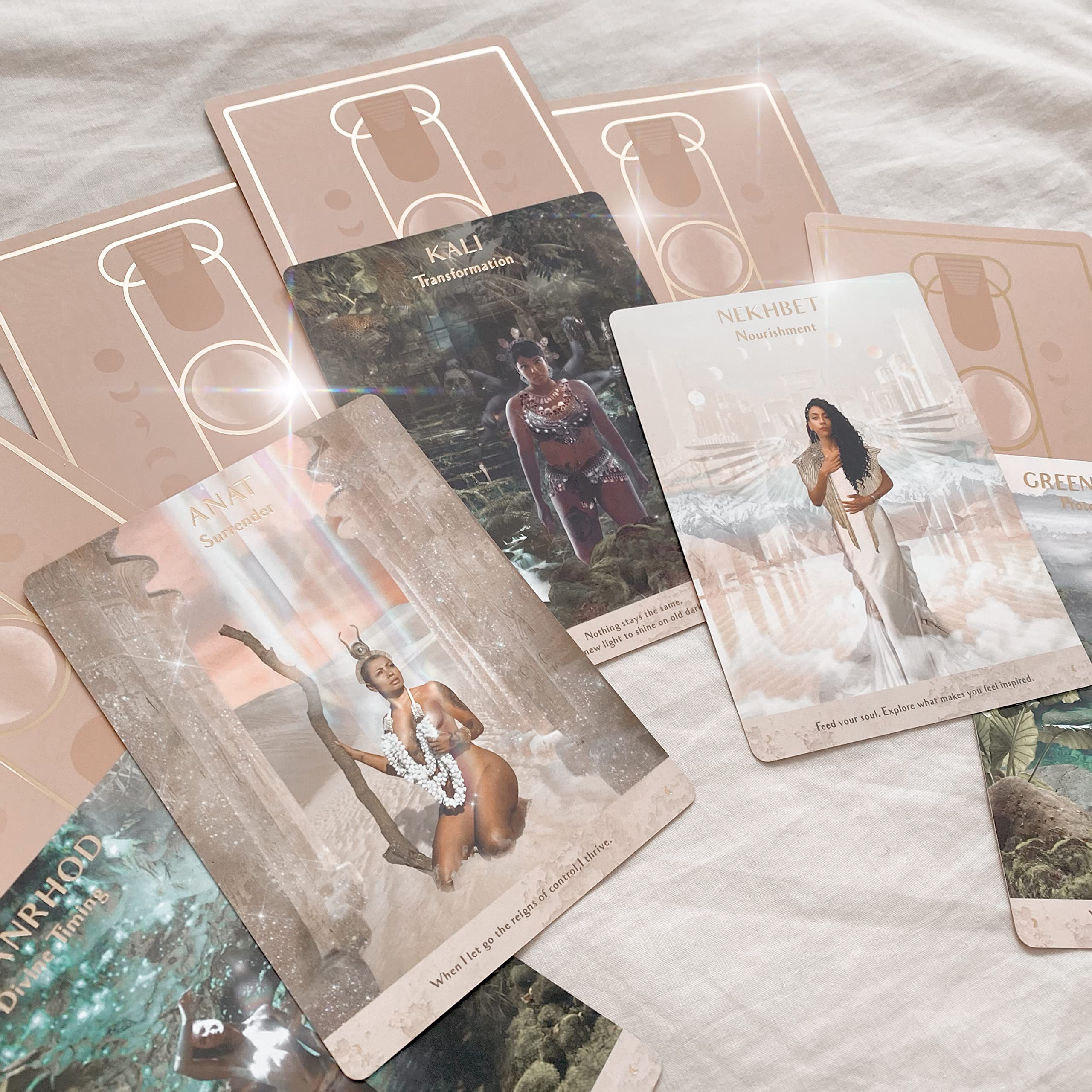 Terra Qi Goddess Oracle | Gold Foil 44 Card Deck with Guidebook