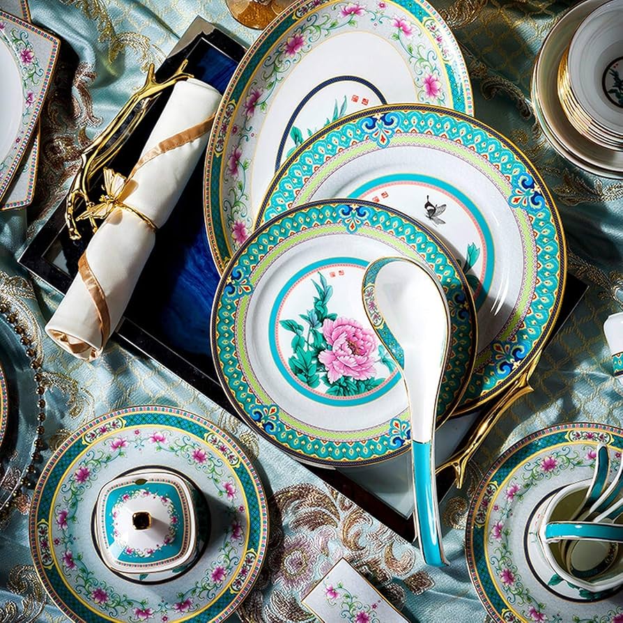 Amazon.co.jp: クラシックな陶器食器、セラミック食器セット、エナメル