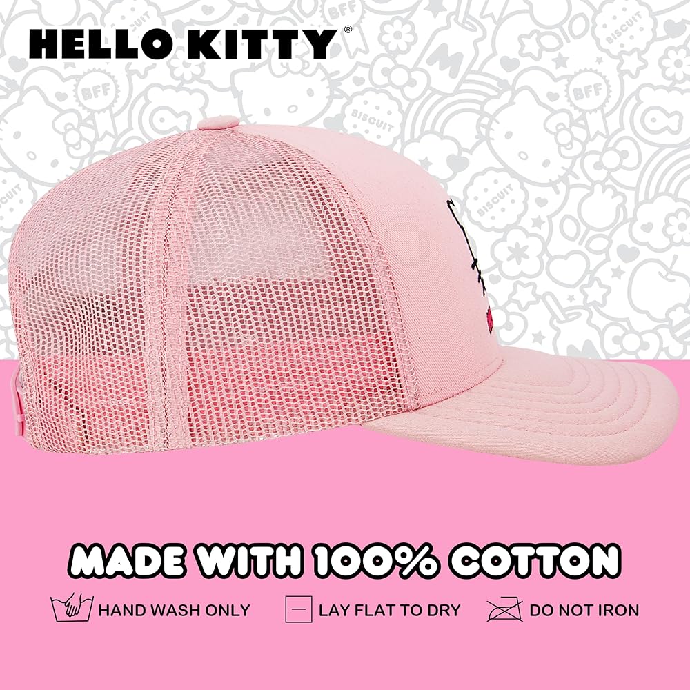 Hello Kitty Trucker Hat, Women's Adjustable Snapback Baseball Cap
