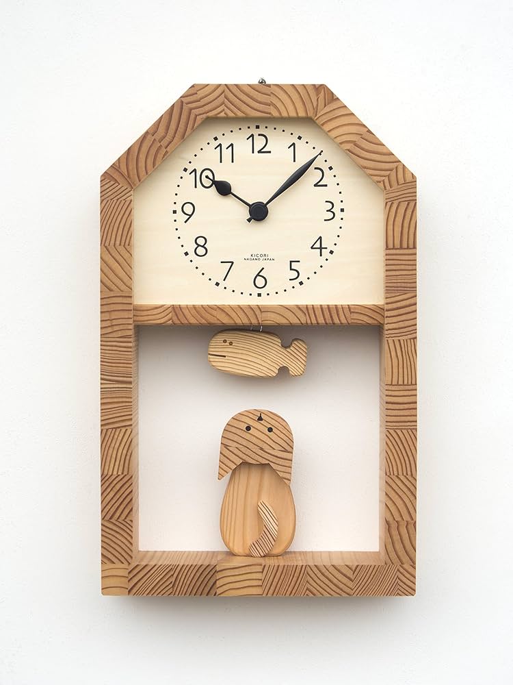 Amazon.co.jp: 「キコリの時計」 木の振子時計 【ネコとサカナの時計