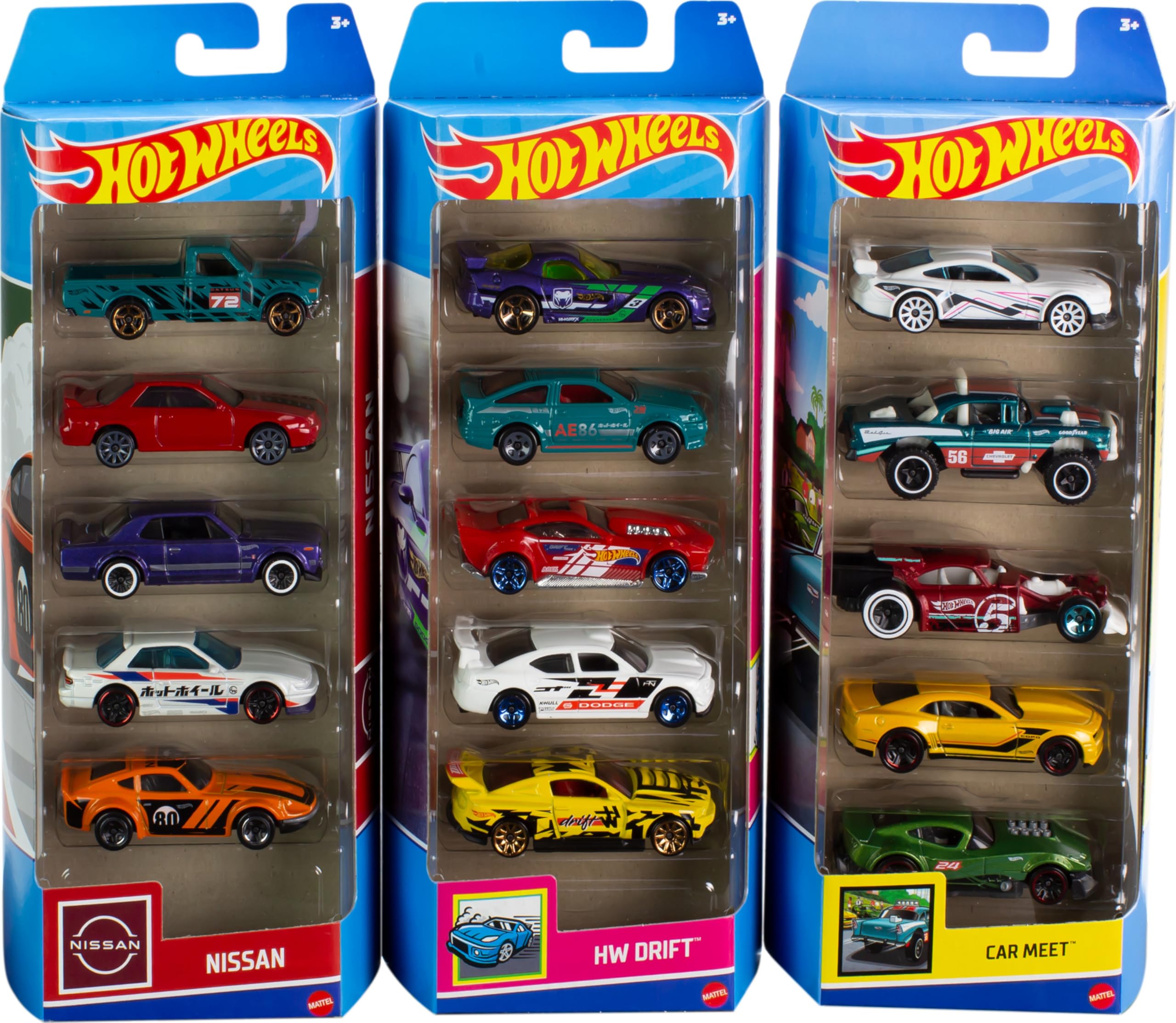 Amazon.co.jp: Hot Wheels 5-Pack Bundle of 15 Toy Cars, 3 Themed