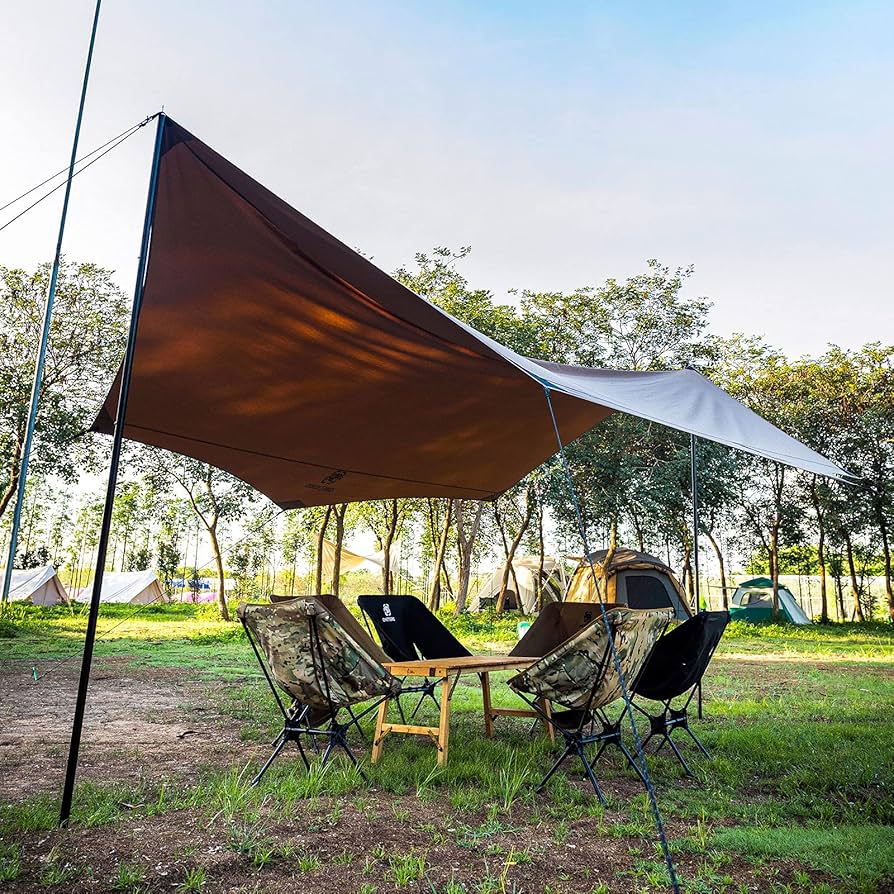 Amazon | OneTigris ポリコットンTC タープ ポール付き 4m x 5m