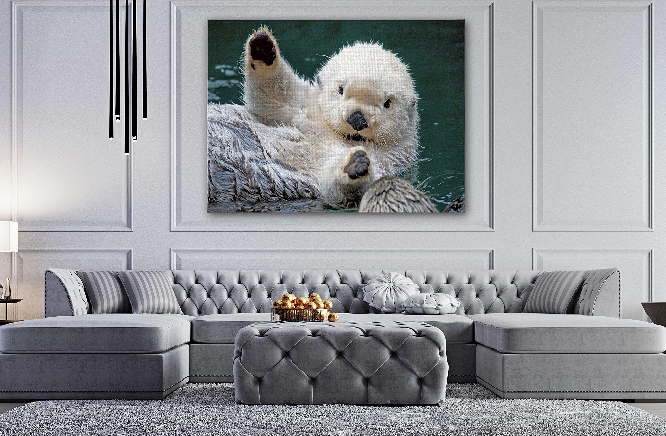 Amazon.co.jp: 川で溺れるラッコ 現代装飾画 け写真 ソファの背景絵画