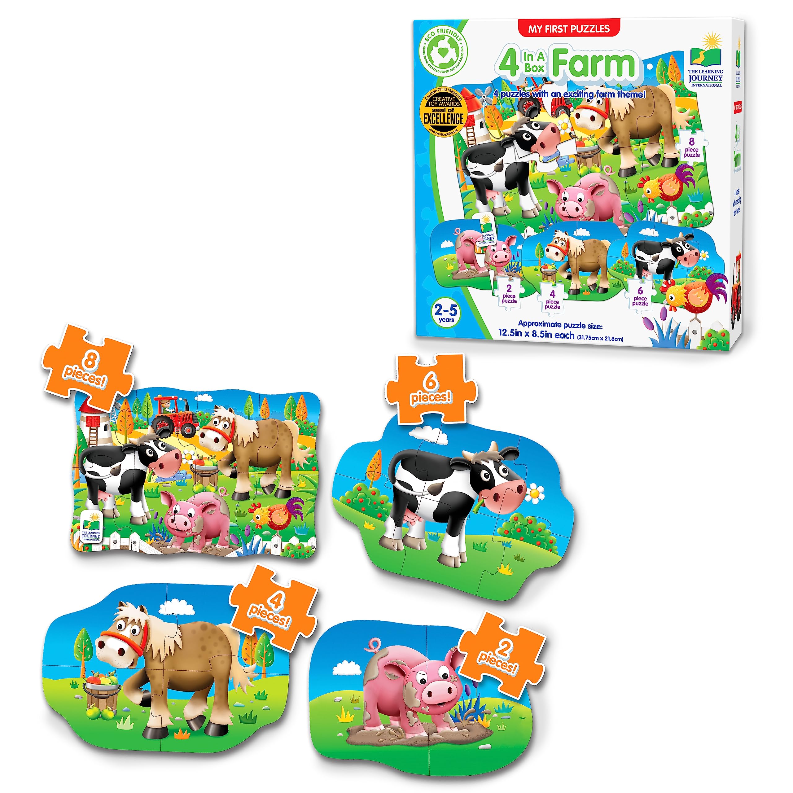 The Learning Journey 627419 My First Puzzle Sets 4-In-A-Box, Farm