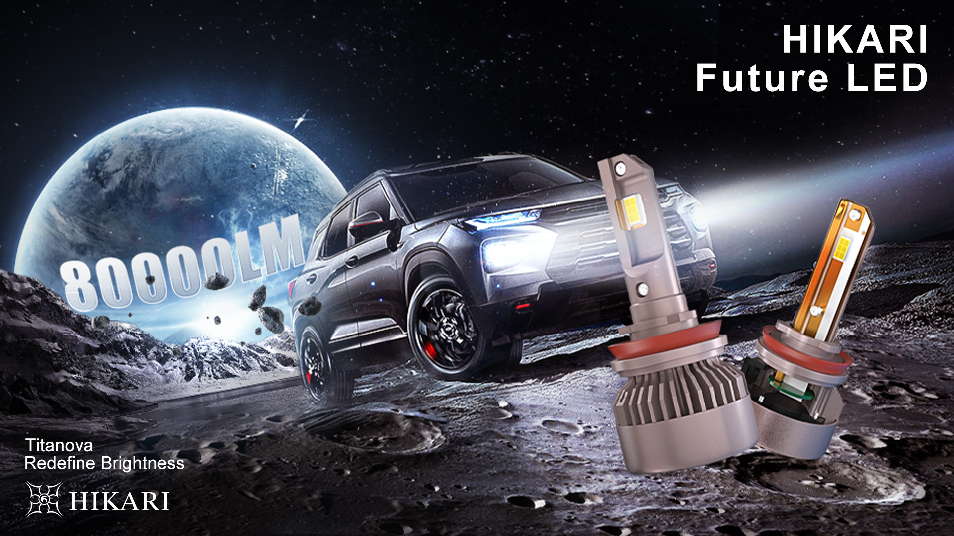 Hikari 2026 Future 80000LM 9007 HB5 Dual Beam LED Bulbs, 65W