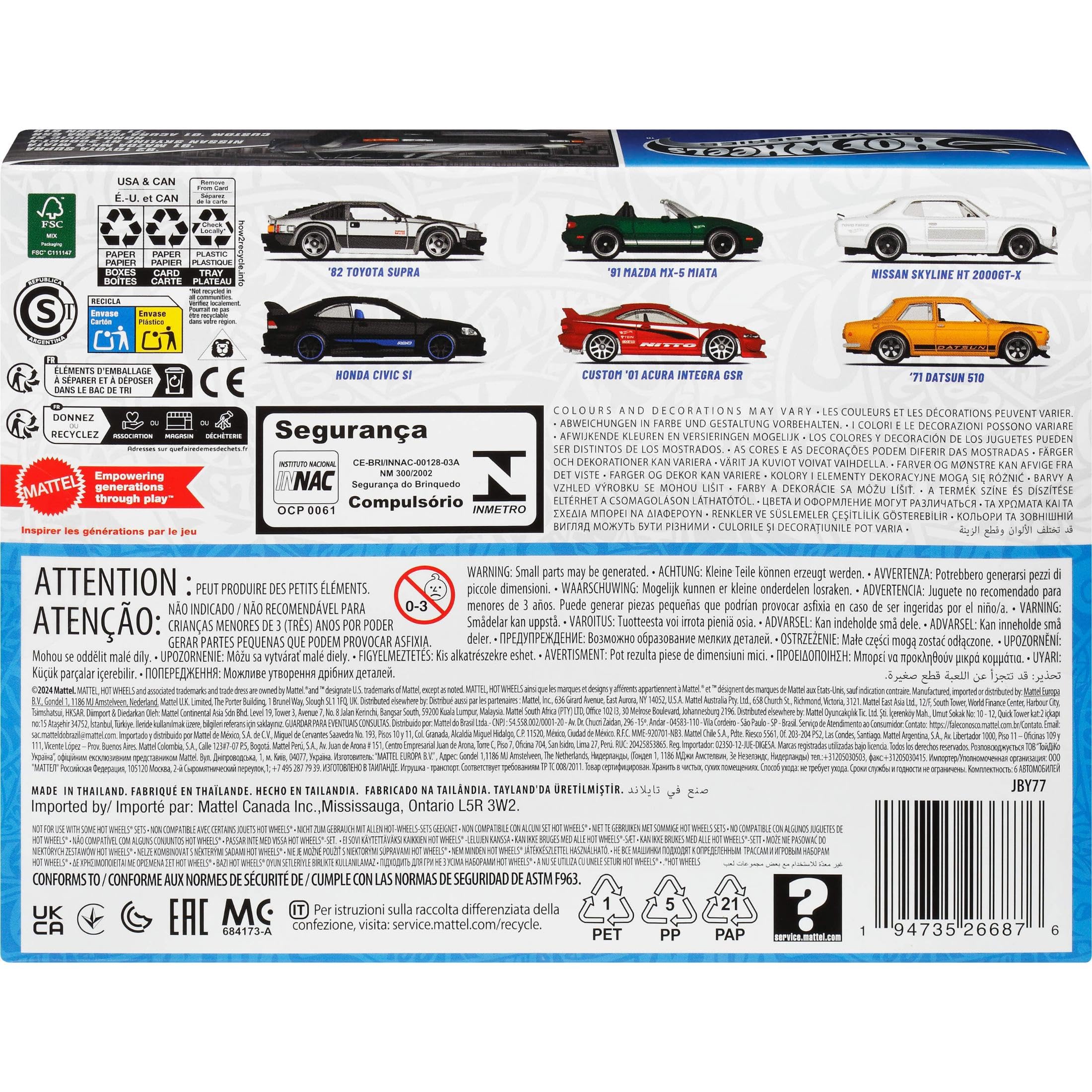 Amazon.com: Hot Wheels 1:64 Scale Die-Cast Toy Cars, Set of 6