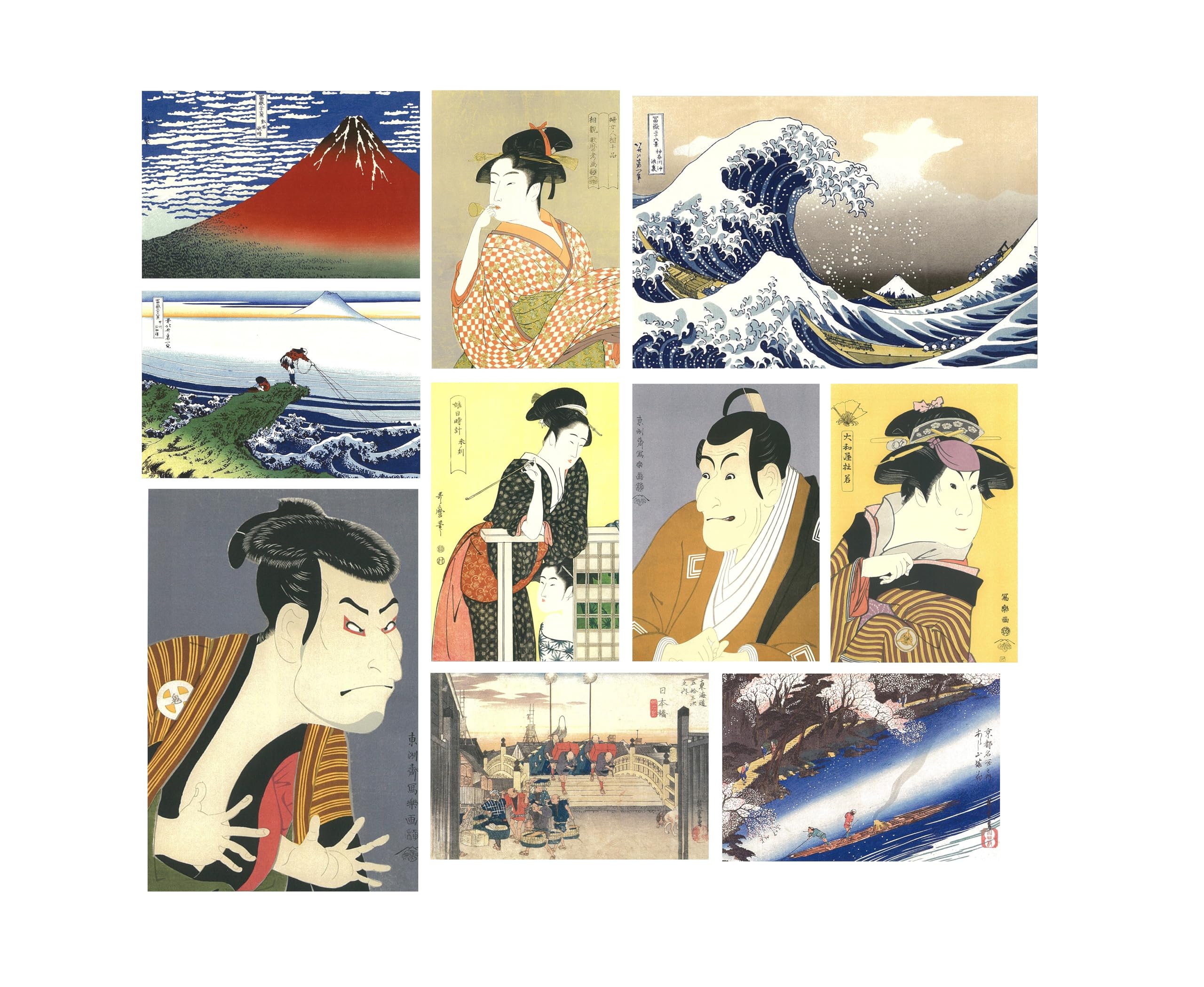 Amazon | 浮世絵ポストカード 10柄30枚セット（10柄×3枚） Lin-ne 葛飾