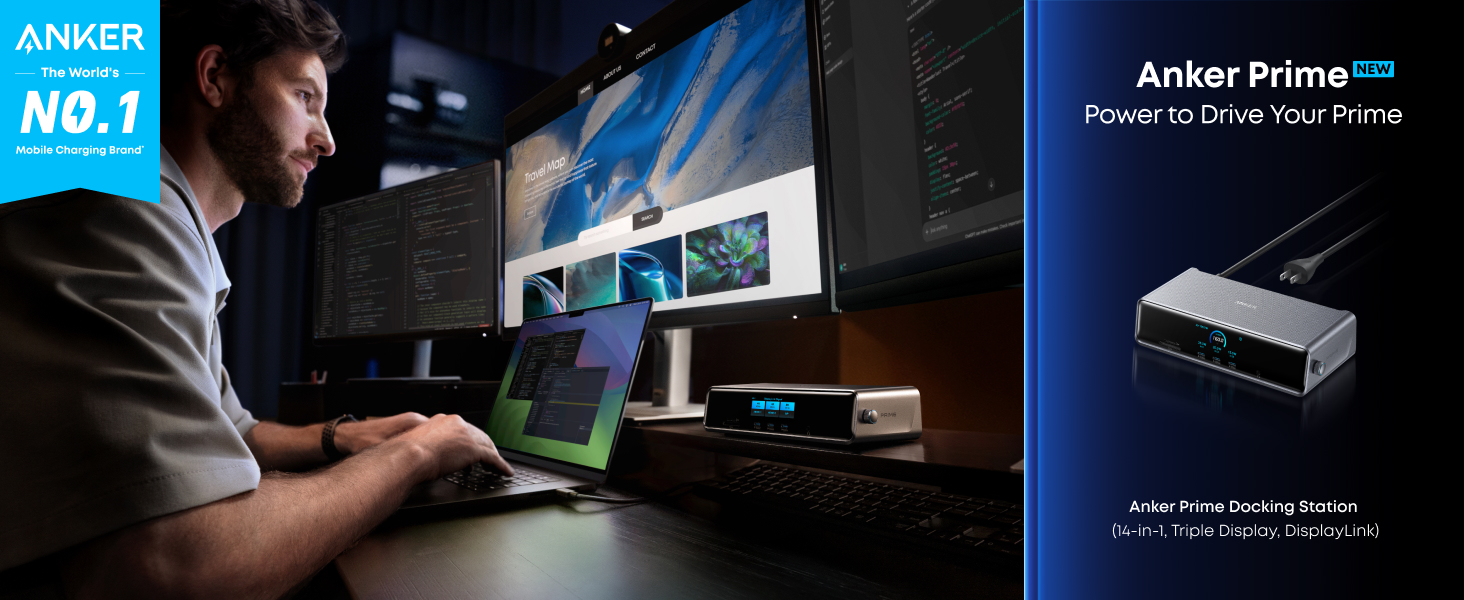 Anker Prime Docking Station (14-in-1, Triple Display, DisplayLink)