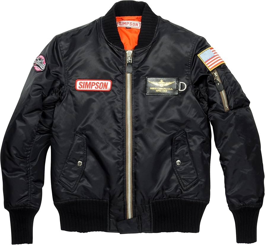 Amazon | [シンプソン] MA-1タイプジャケット ブラック WL SJ-5137L