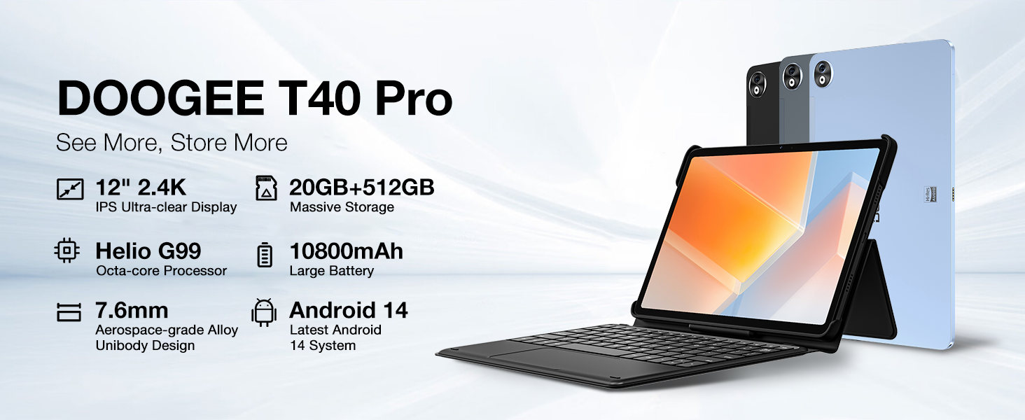 Amazon.com : DOOGEE T40PRO 12 inch Tablet, Android 14 Tablets with