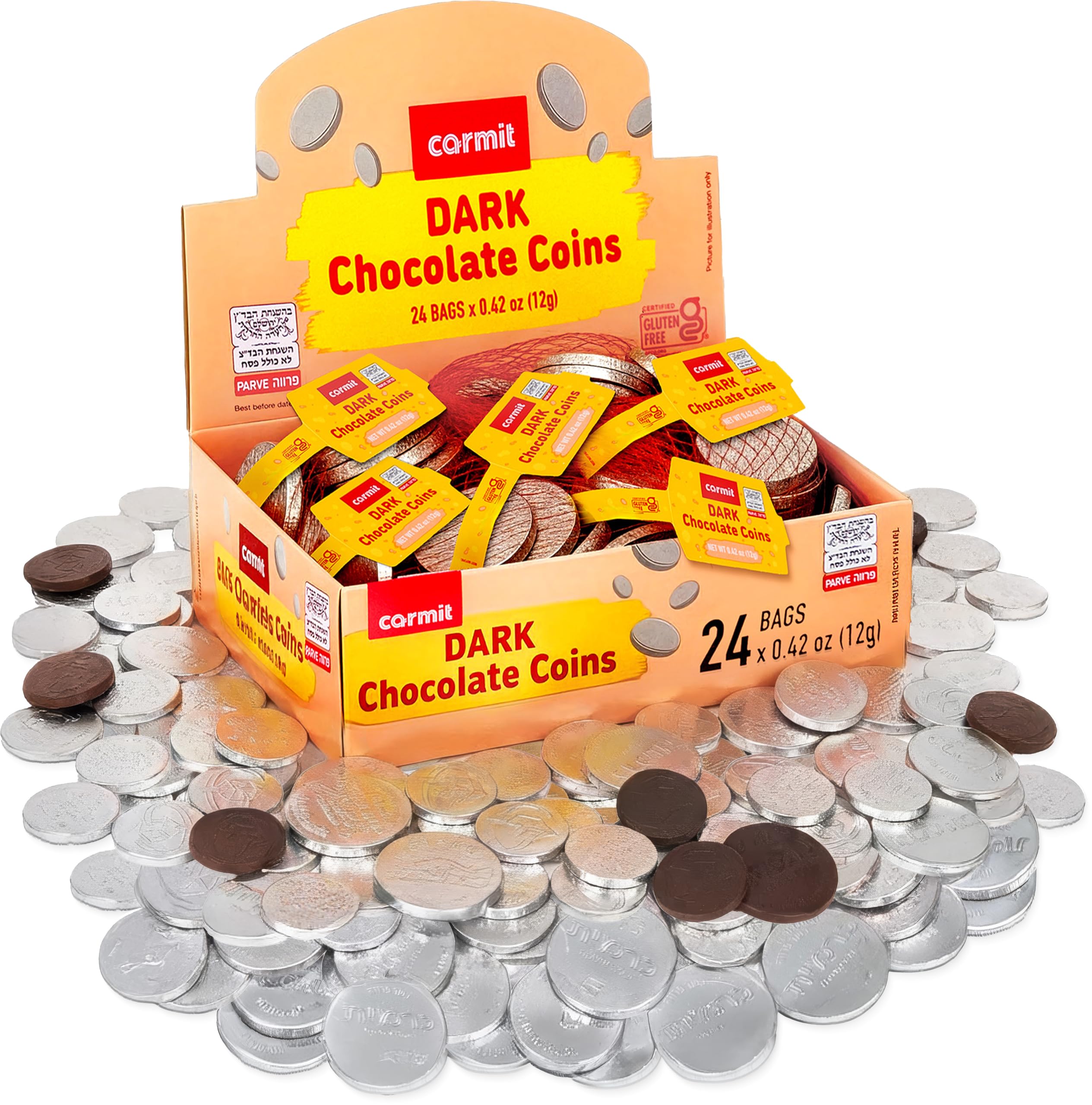 Amazon.com: Silver Real Dark Chocolate Coins, (24 Bags = 72 Coins
