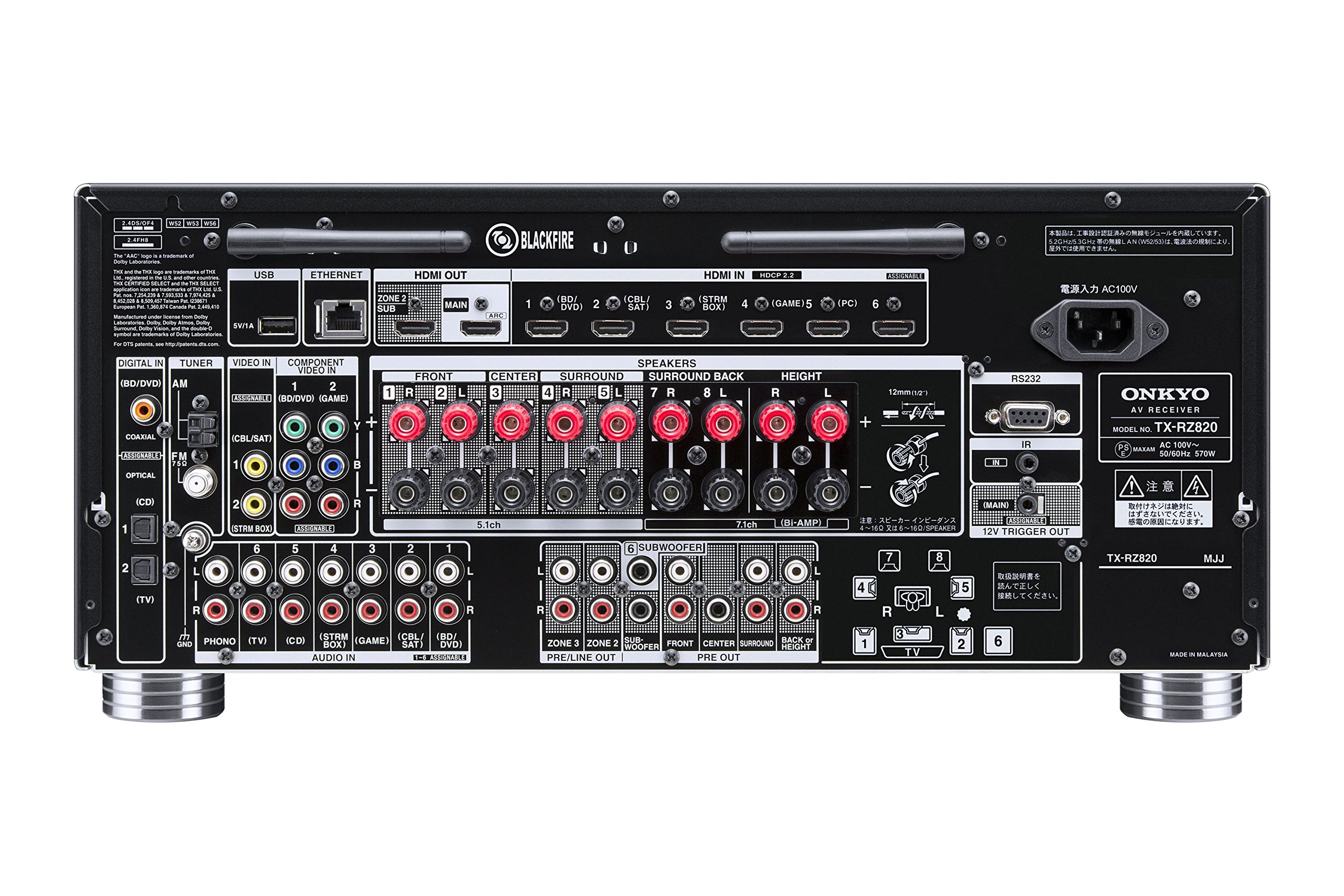 Amazon.co.jp: ONKYO 7.2ch対応AVレシーバー TX-RZ820(B) : 家電＆カメラ