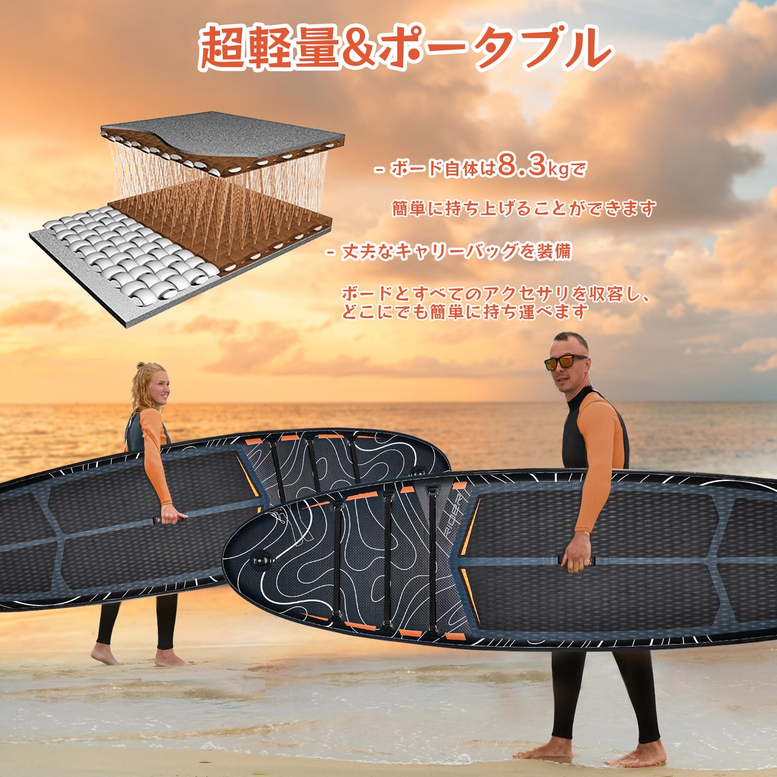 Amazon | SEAPLUS スタンドアップパドルボード インフレータブル超軽量