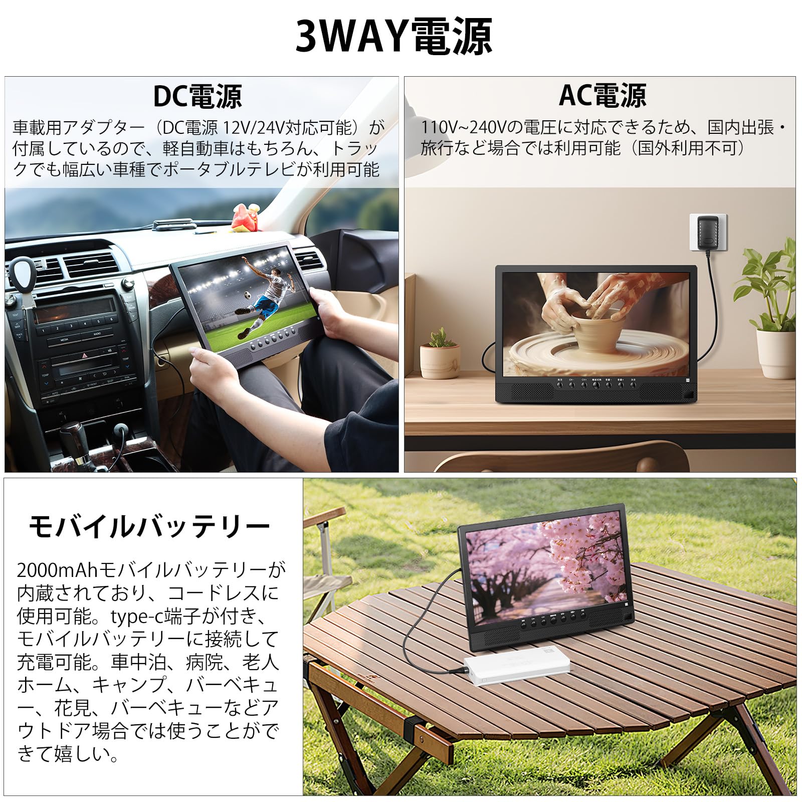 Amazon | ポータブルテレビ 録画機能付き テレビ小型 14.1インチ 極軽