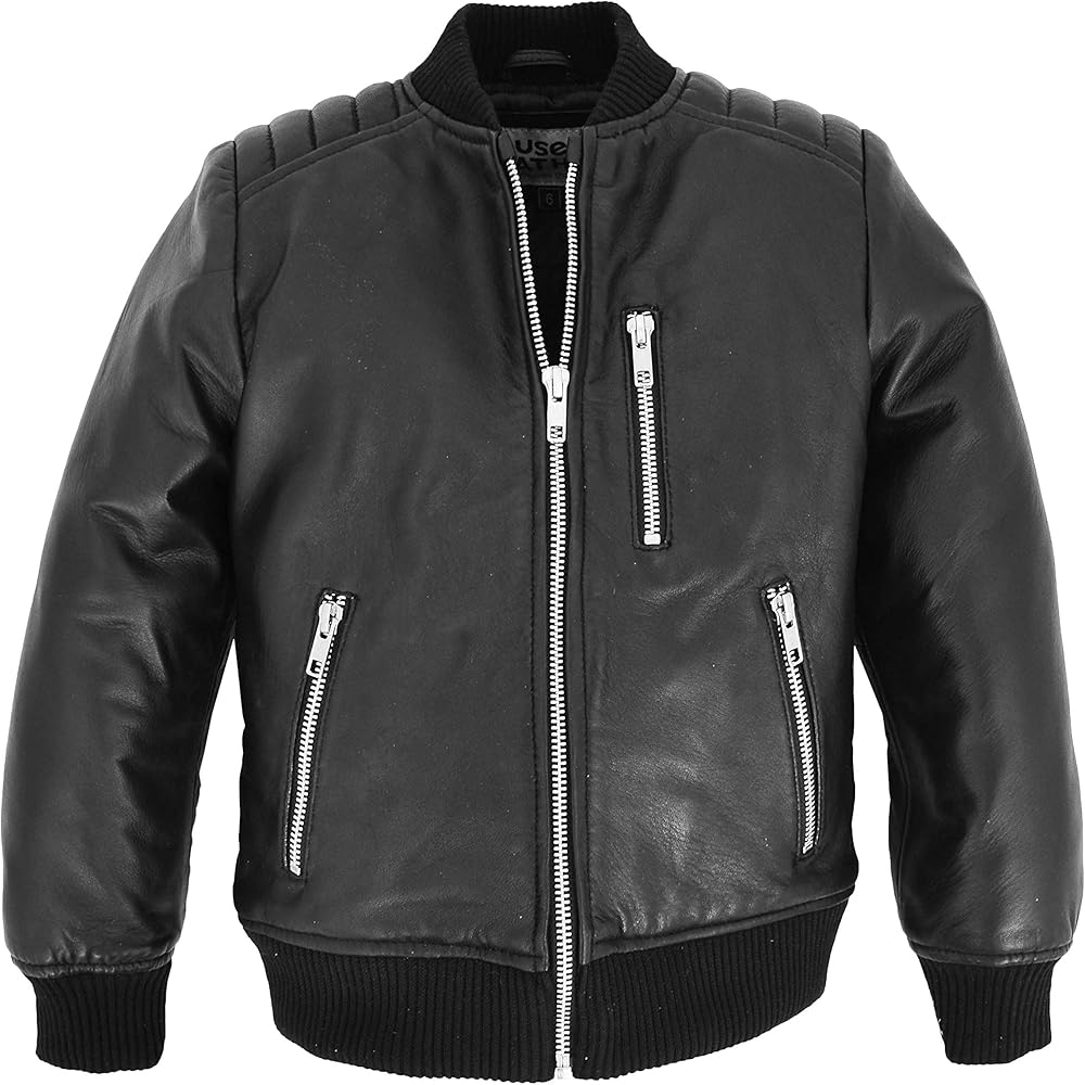 Amazon.com: A1 FASHION GOODS Boys Real Leather Bomber Kids Jacket
