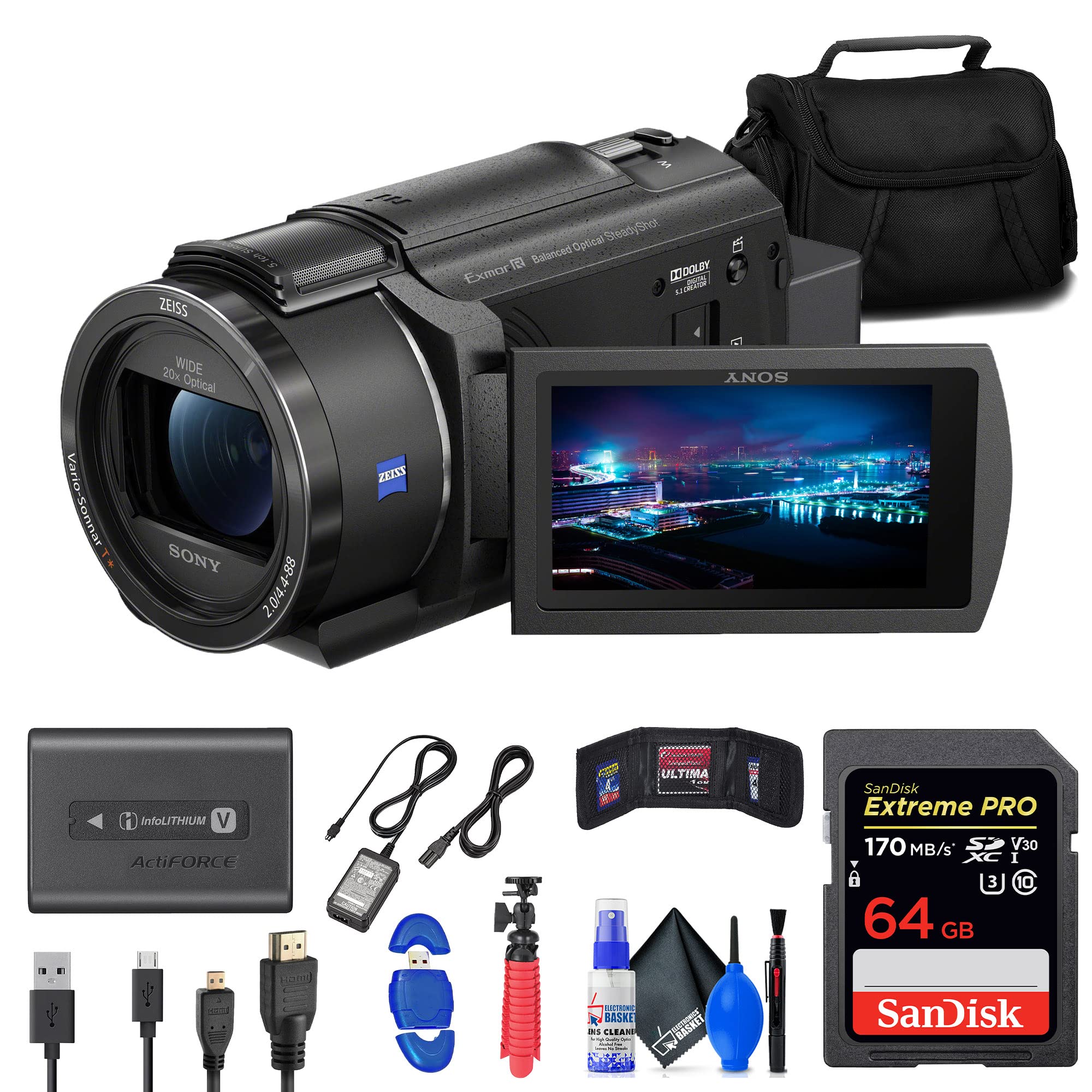 Amazon.com: Sony FDR-AX43 UHD 4K Handycam Camcorder (FDRAX43/B) +