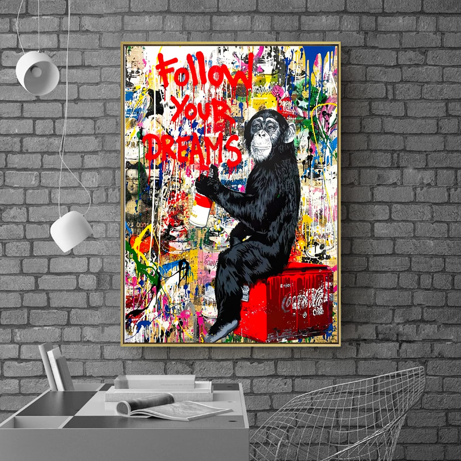 Amazon.co.jp: Banksy Wall Art Monkey - Follow Your Dreams ポスター