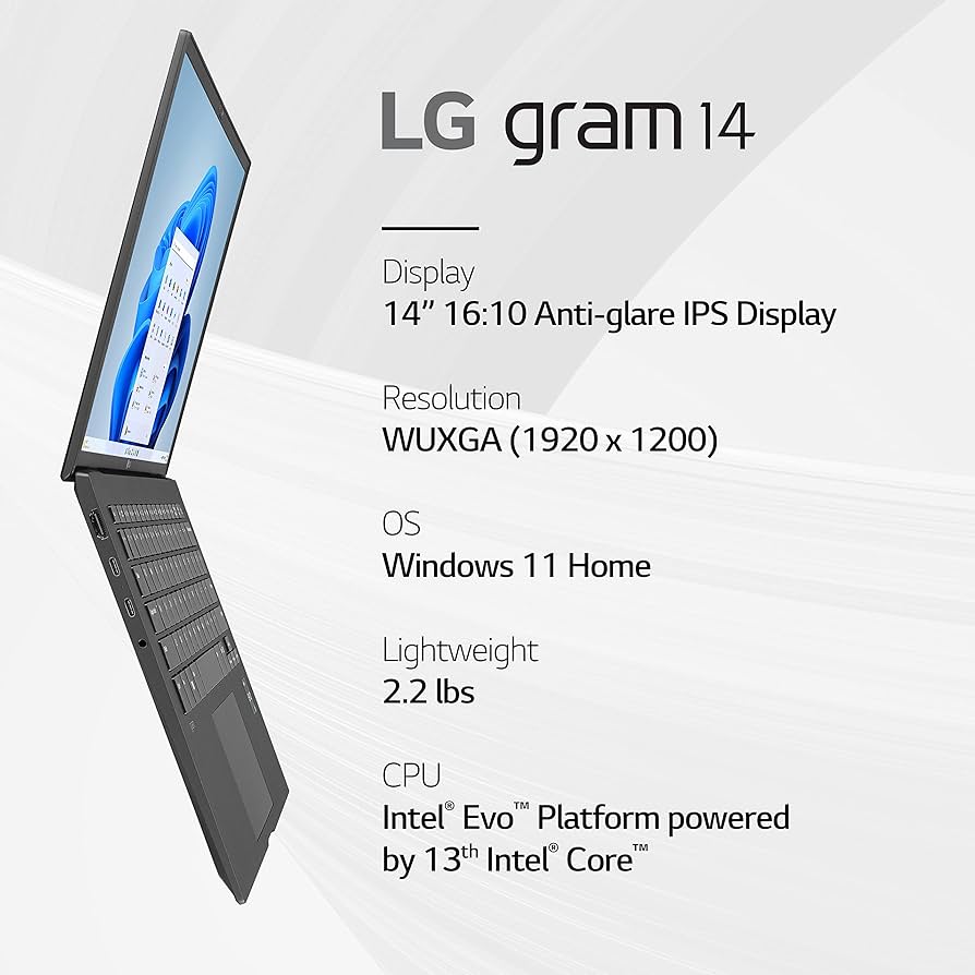 Amazon.com: LG gram 14” Lightweight Laptop, Intel 13th Gen Core i5