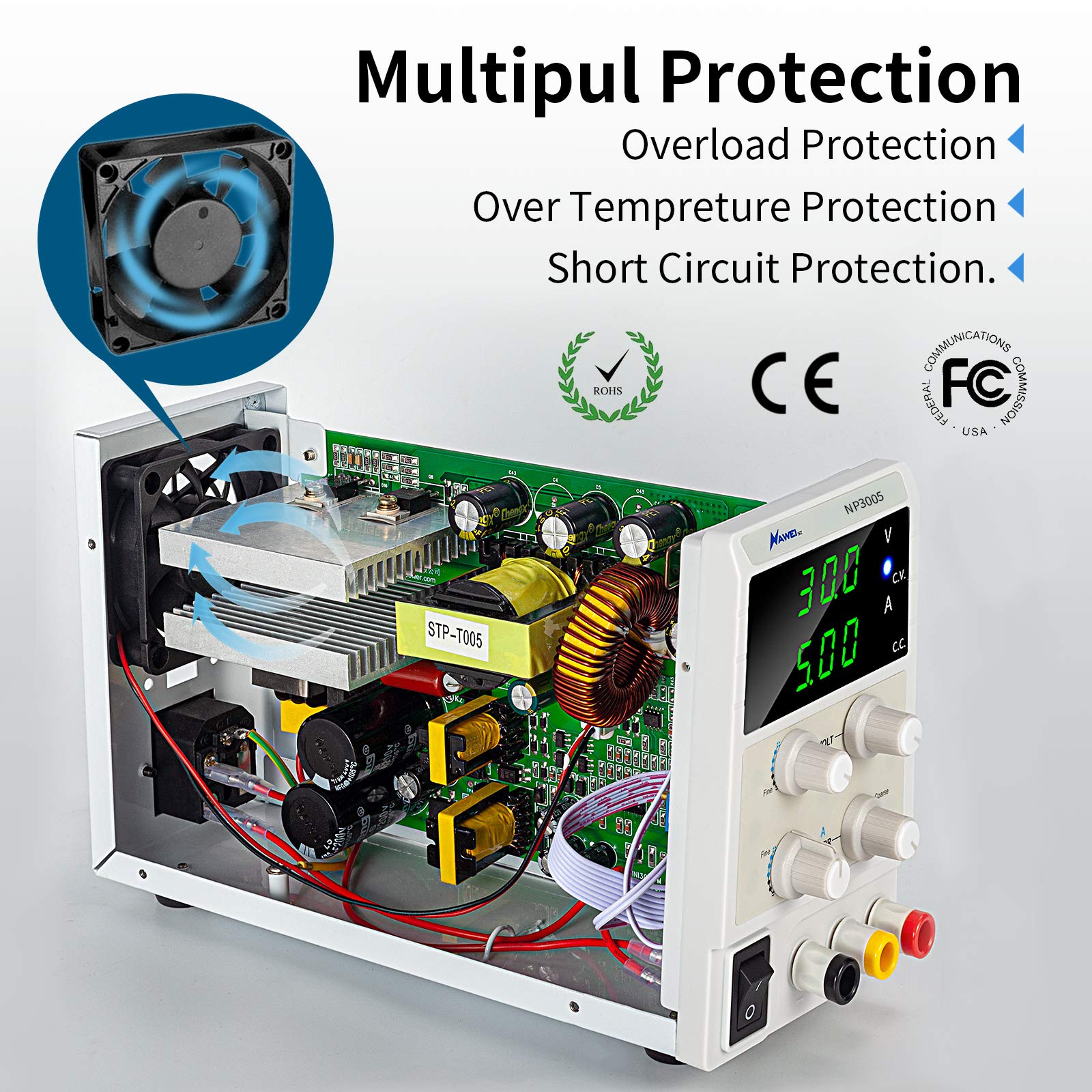 安定化電源【0〜350V, 0〜200mA】付属品追加 約3m2本線ケーブル有り