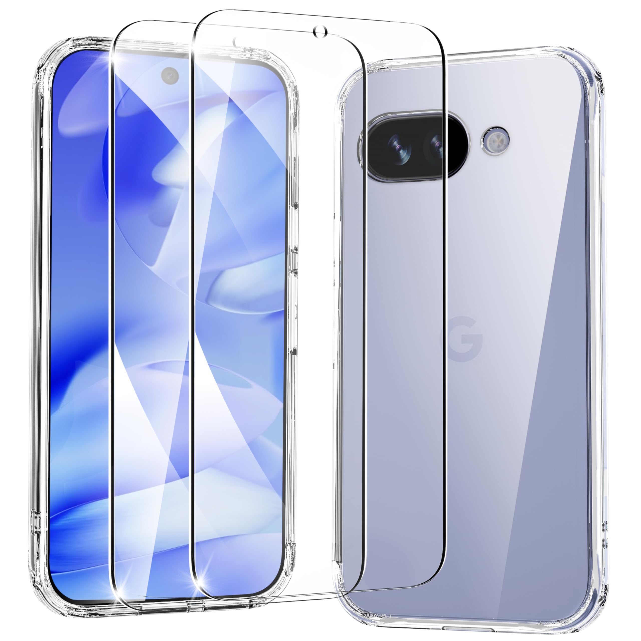 Amazon.co.jp: Google Pixel 9a ケース + ガラスフイルム付き（2枚入