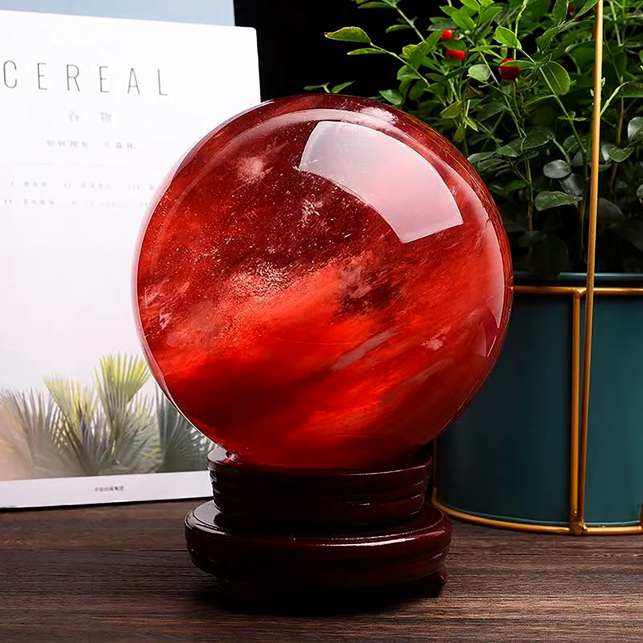 Amazon.co.jp: 赤水晶 赤製錬 レッド水晶ボール クリスタルボール 黄