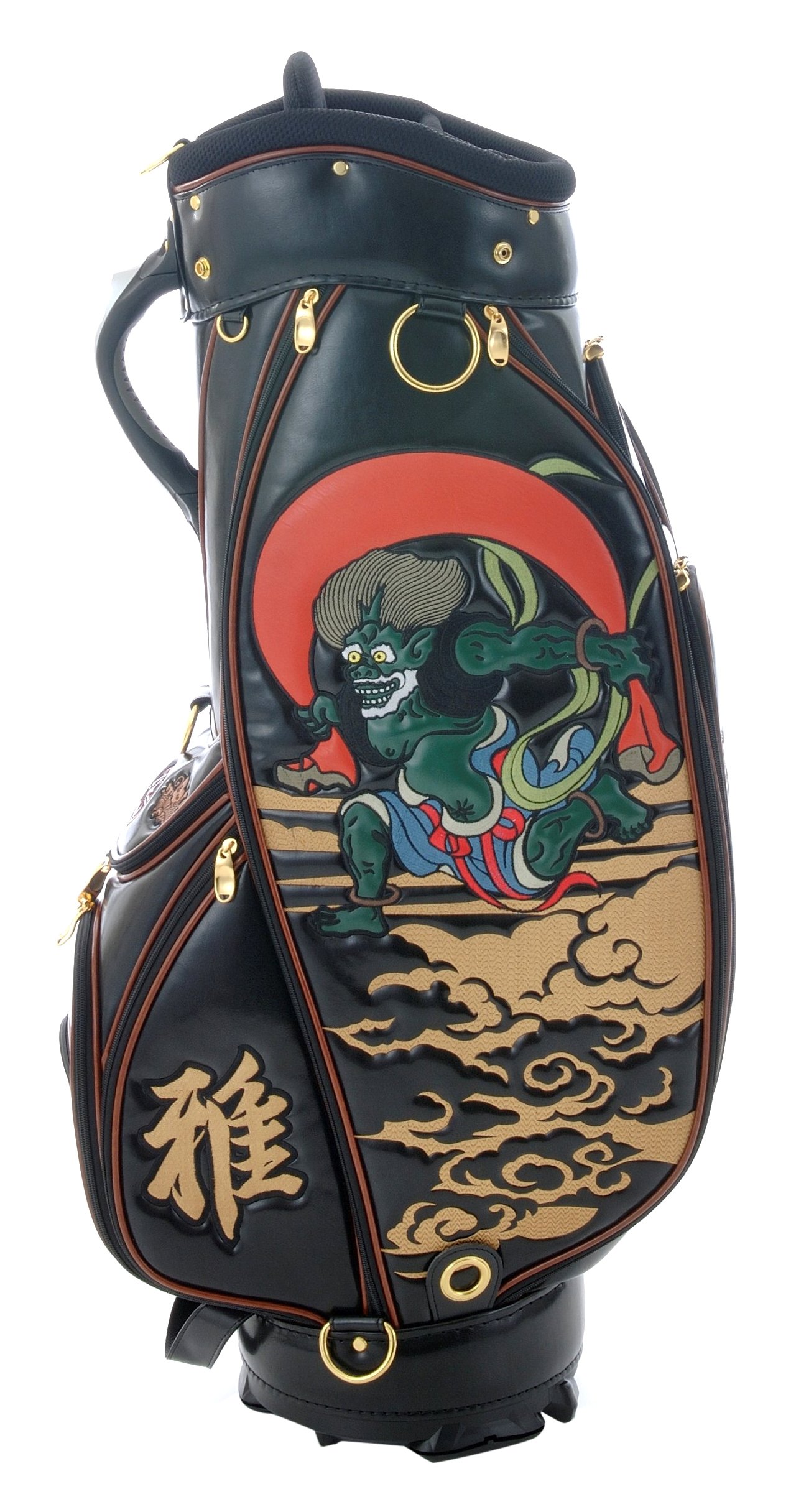Amazon | 風神雷神キャディバッグ (ブラック) | 伝統美「雅」 | メンズ