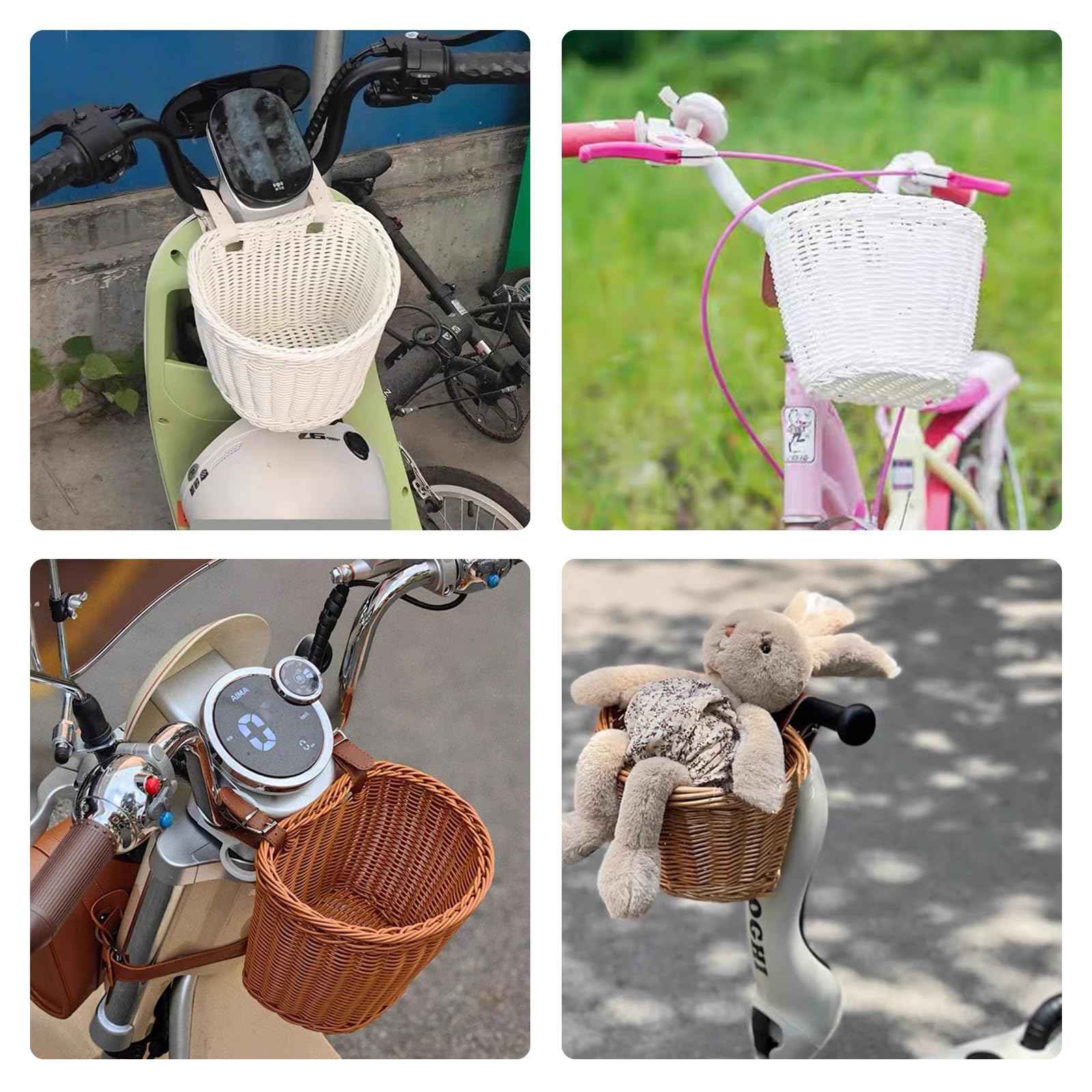 Amazon | YANHUILAY 自転車カゴ 子ども自転車用 子供用自転車かご 籐