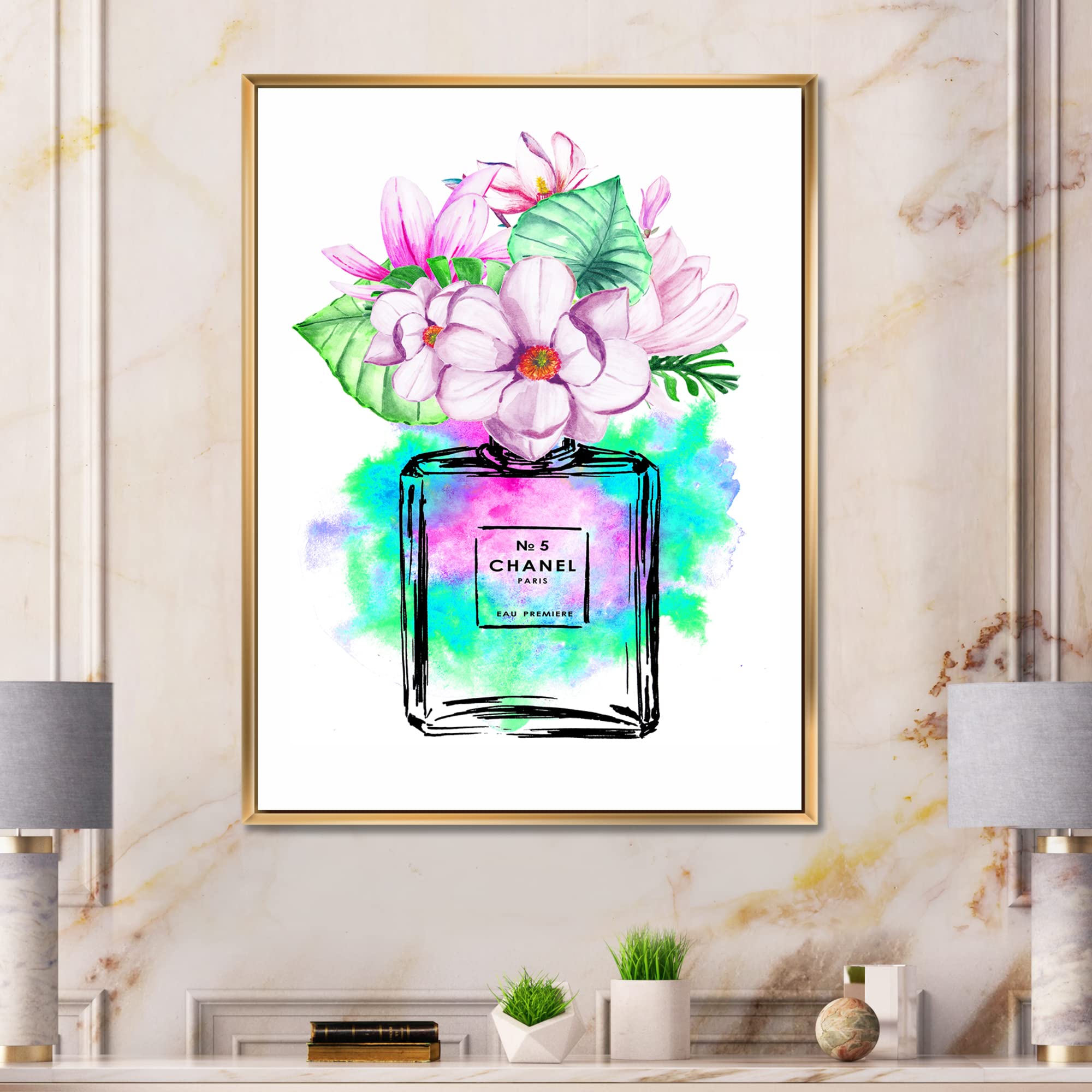 Amazon.com: DesignQ Perfume Chanel Five I - Modern Framed Canvas