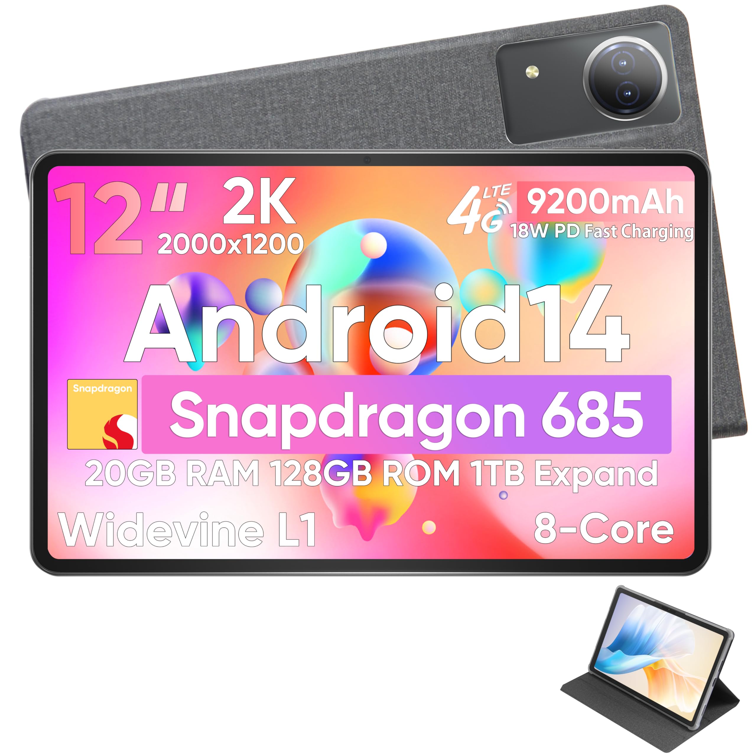 Amazon.co.jp: Android 14 12インチ タブレット, Snapdragon 8コア