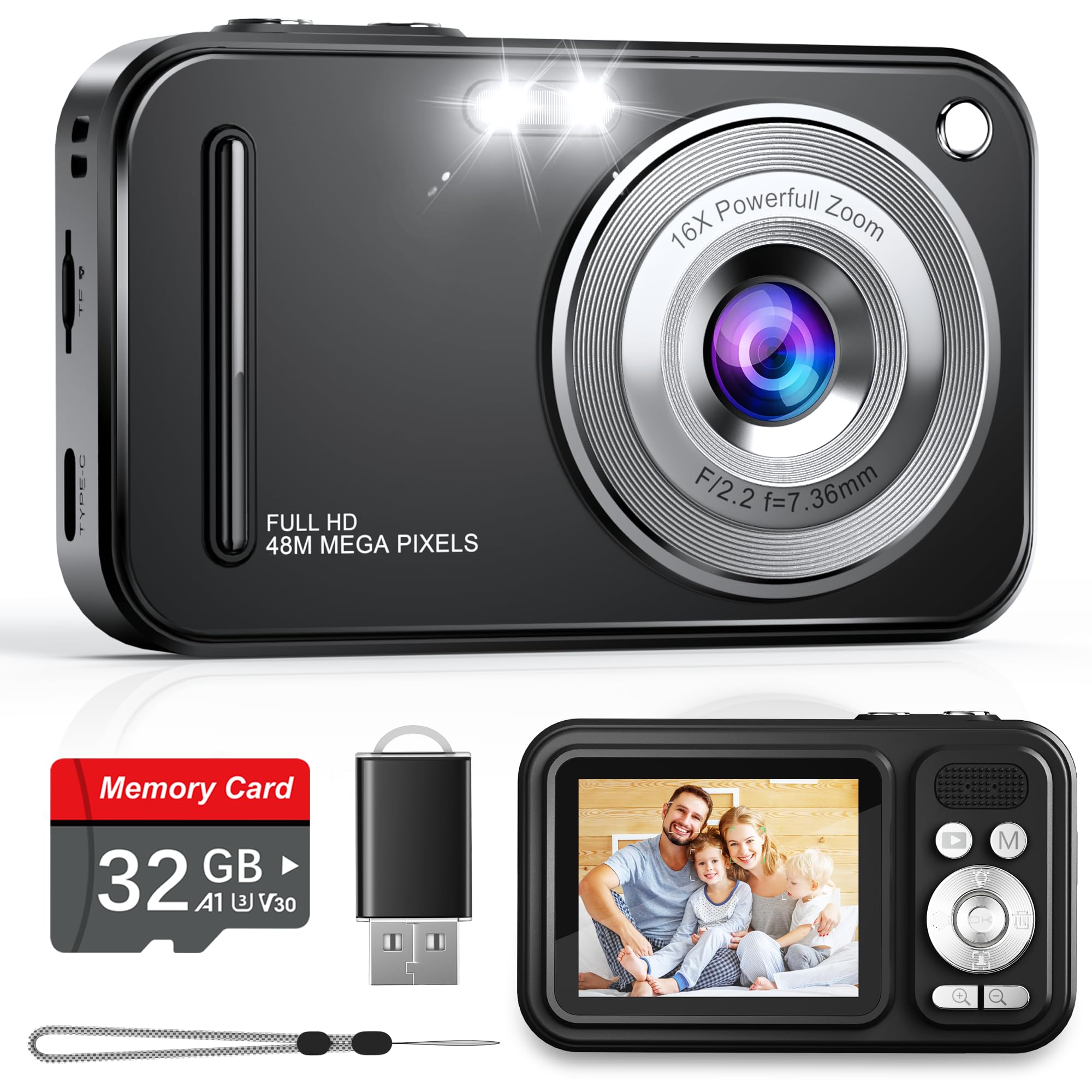 Amazon.com : Digital Camera, Autofocus 48MP FHD 1080P Camera for