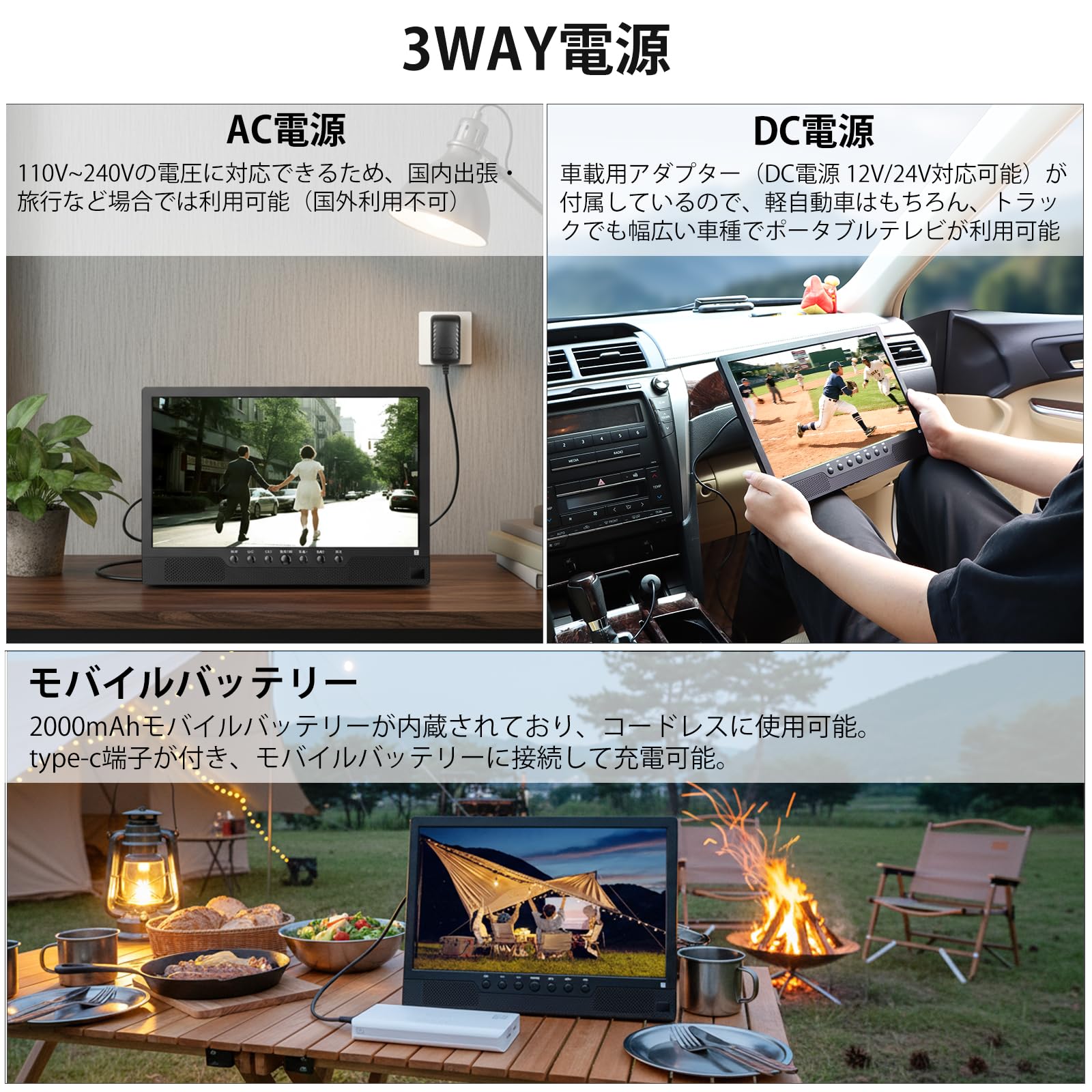 Amazon | [2026新登場] Tinguポータブルテレビ テレビ小型 14.1インチ