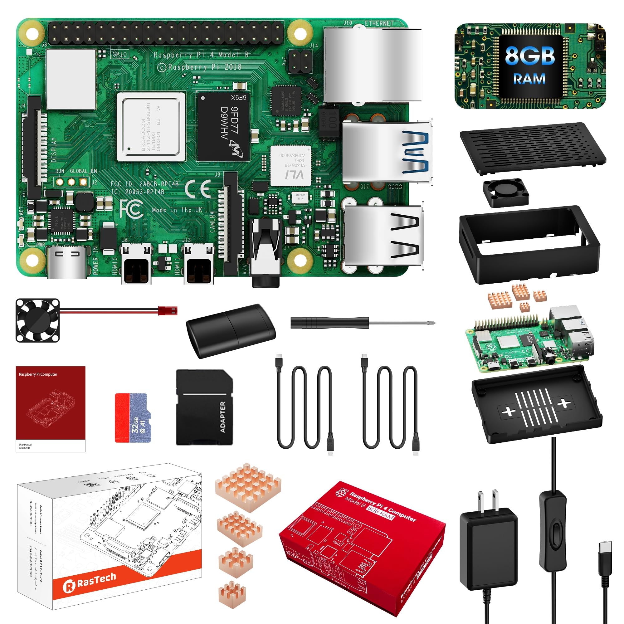 Amazon.co.jp: RasTech Raspberry Pi 4 Model B(RAM 8GB) Pi4 8gb