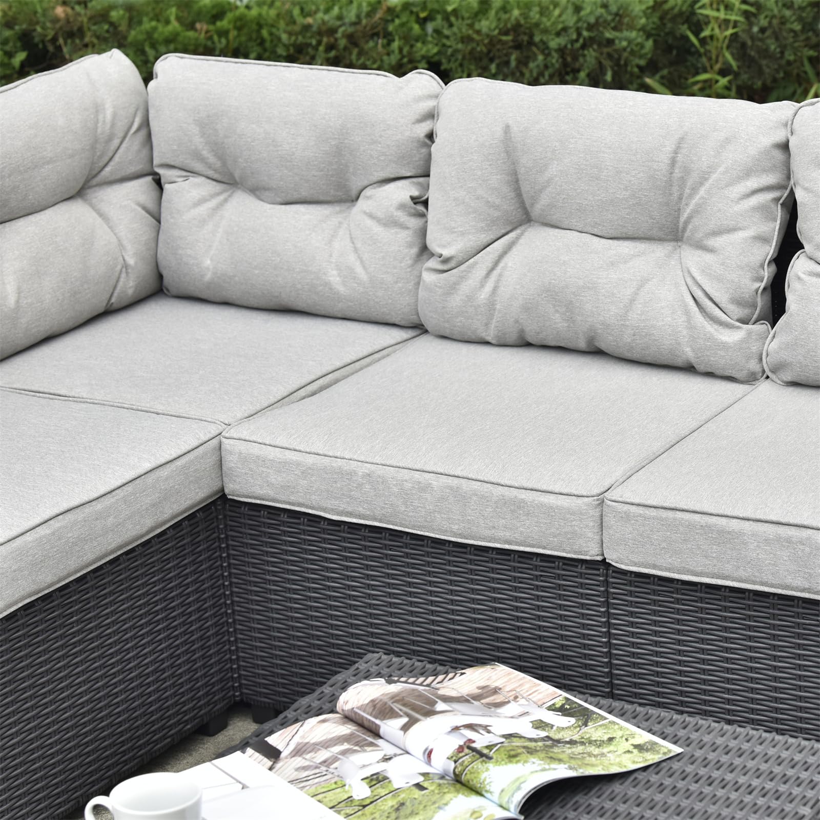 Amazon.co.jp: ラタン調 ガーデンファニチャーセット 五人掛け