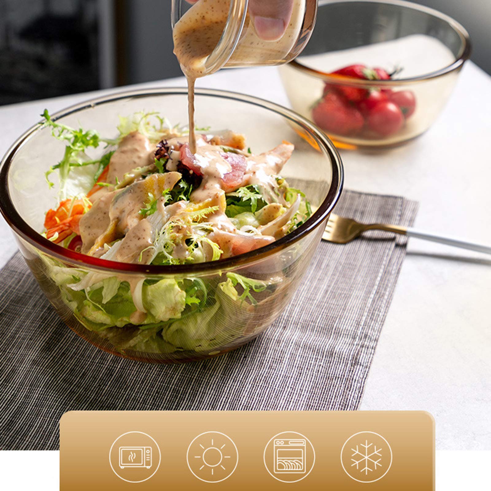 Amazon.co.jp: 琥珀色のサラダボウル、ガラスボウル電子レンジ専用