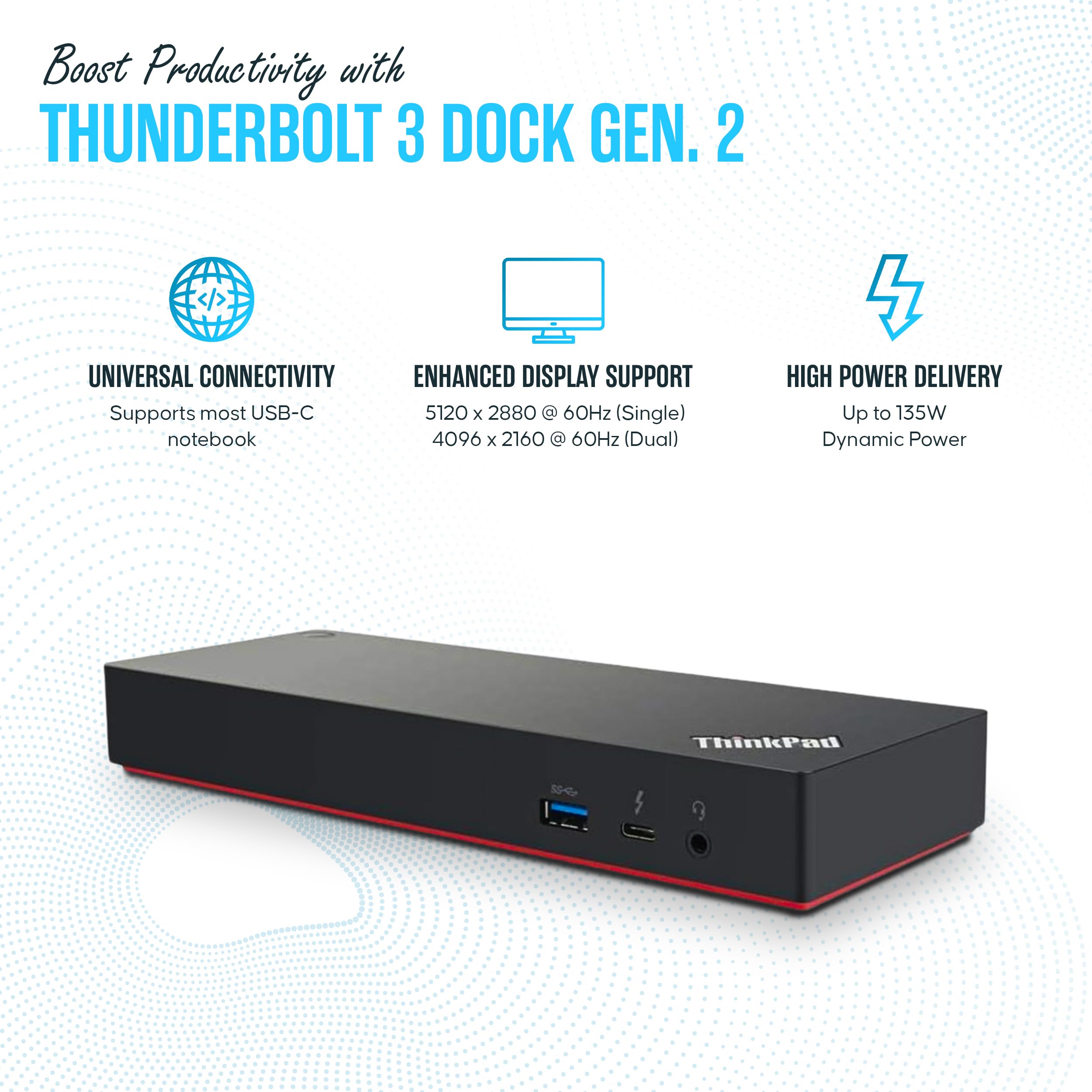 Amazon.com: Lenovo 40AN0135US Thunderbolt 3 Dock Gen 2 Dual UHD 4K