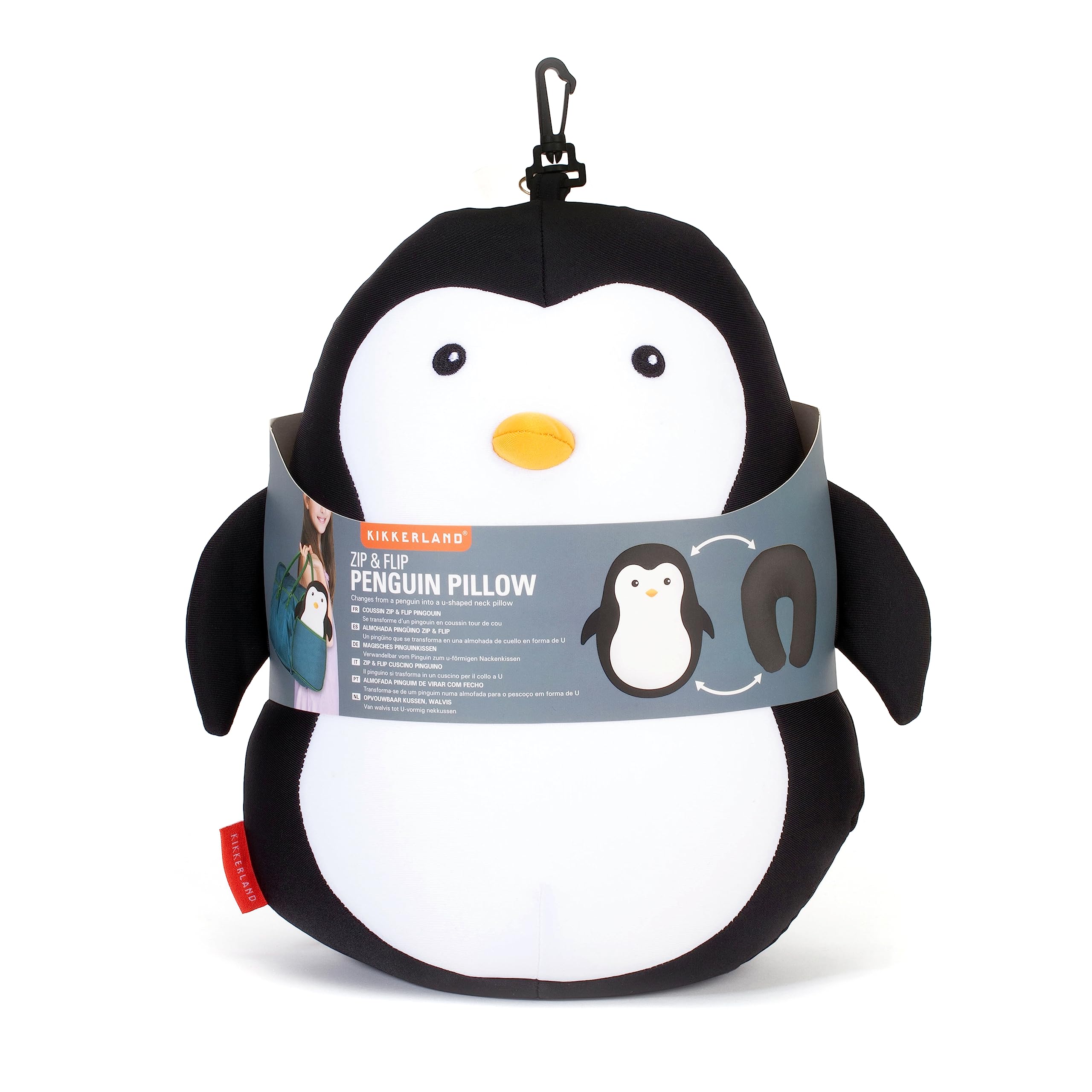 Amazon.com: Kikkerland TT23 Zip Flip Travel Pillow, Penguin