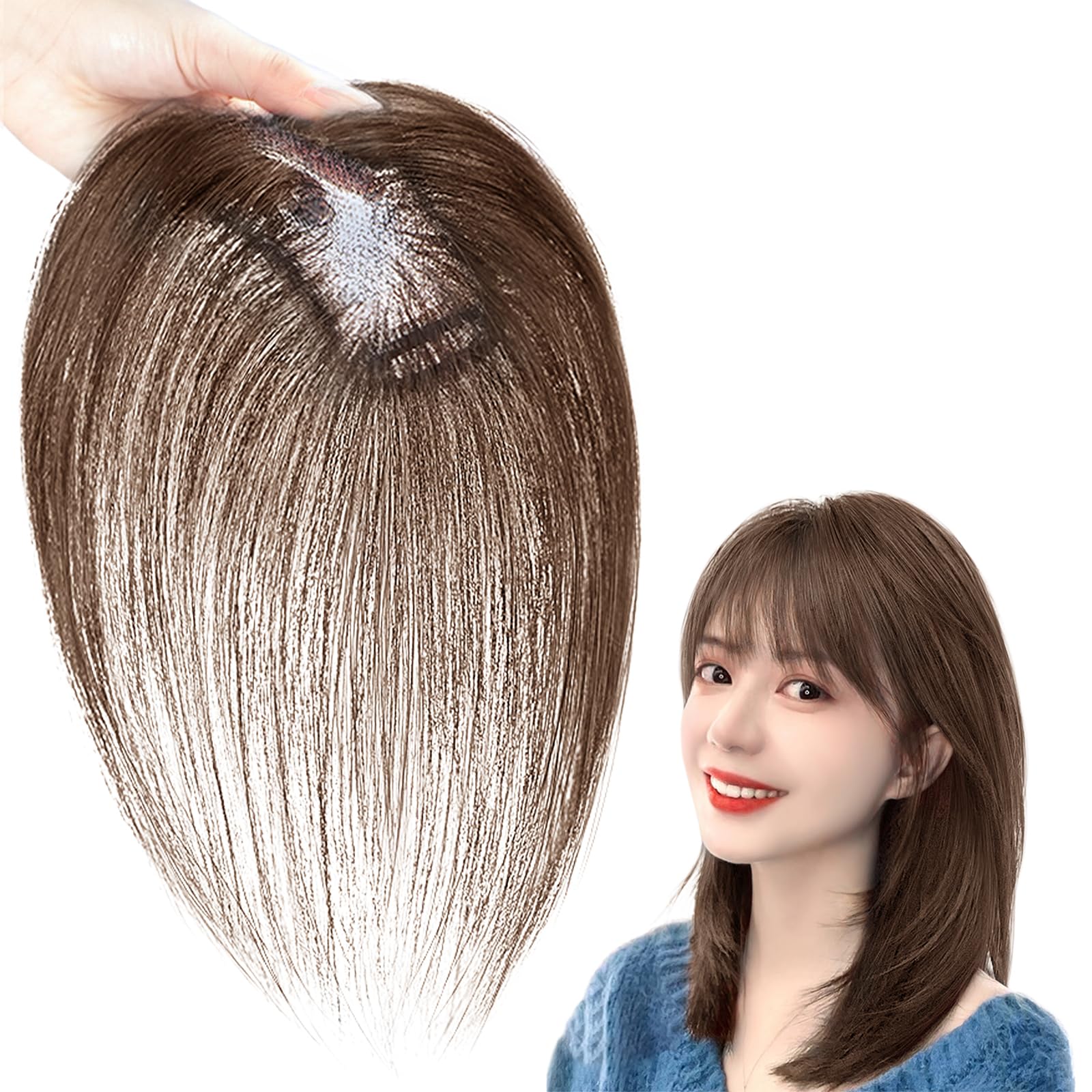 Amazon.co.jp: knnzk ヘアピース 人毛 総手植え部分ウィッグ 頭頂部