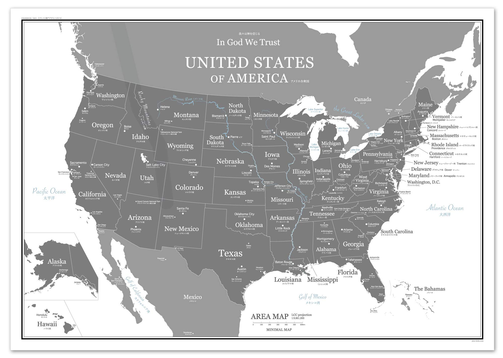 Amazon.co.jp: ミニマルマップ アメリカ地図 シンプル で おしゃれ な