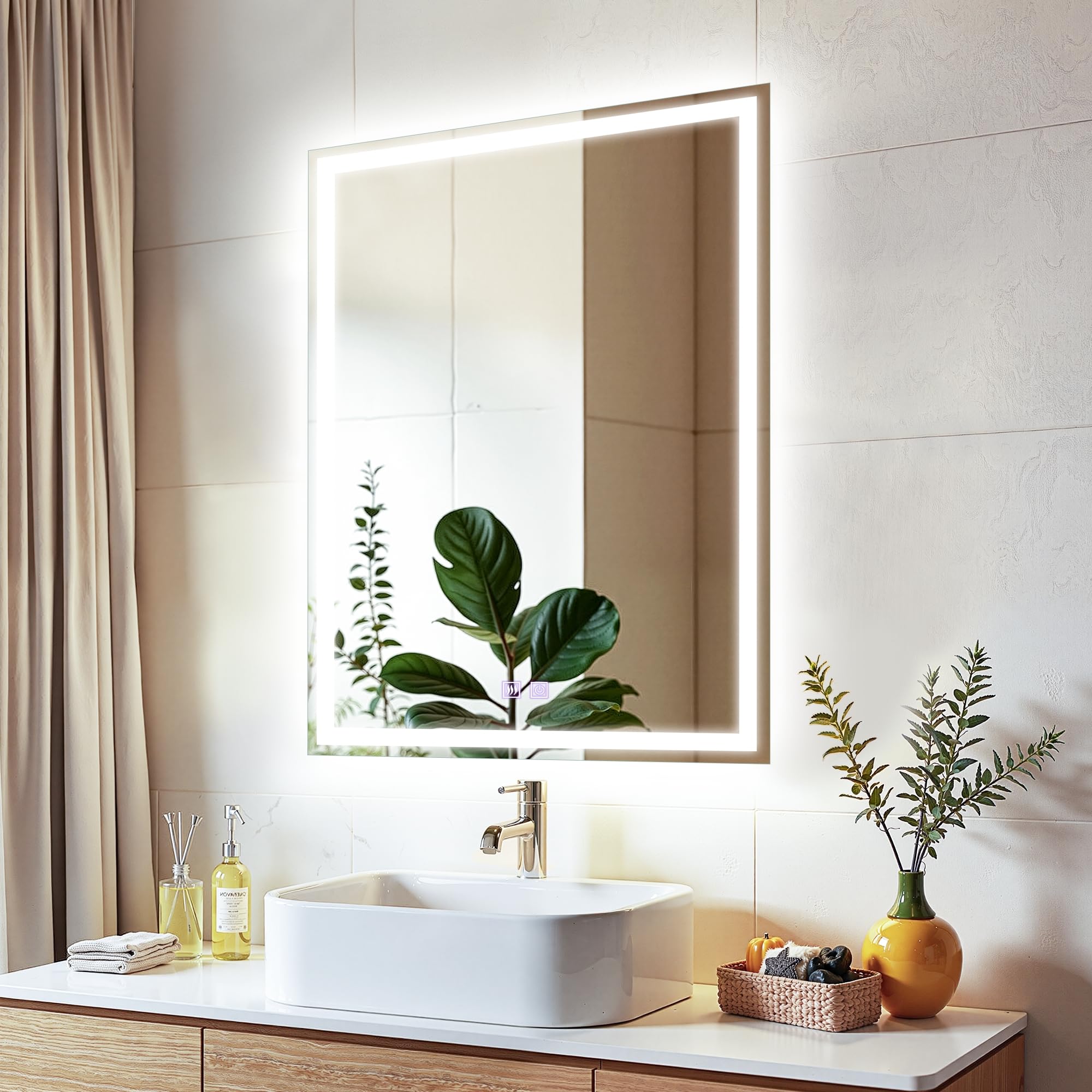 Amazon.co.jp: Beautimira 浴室鏡 LED 壁掛け 防水 曇り止め 照明付き