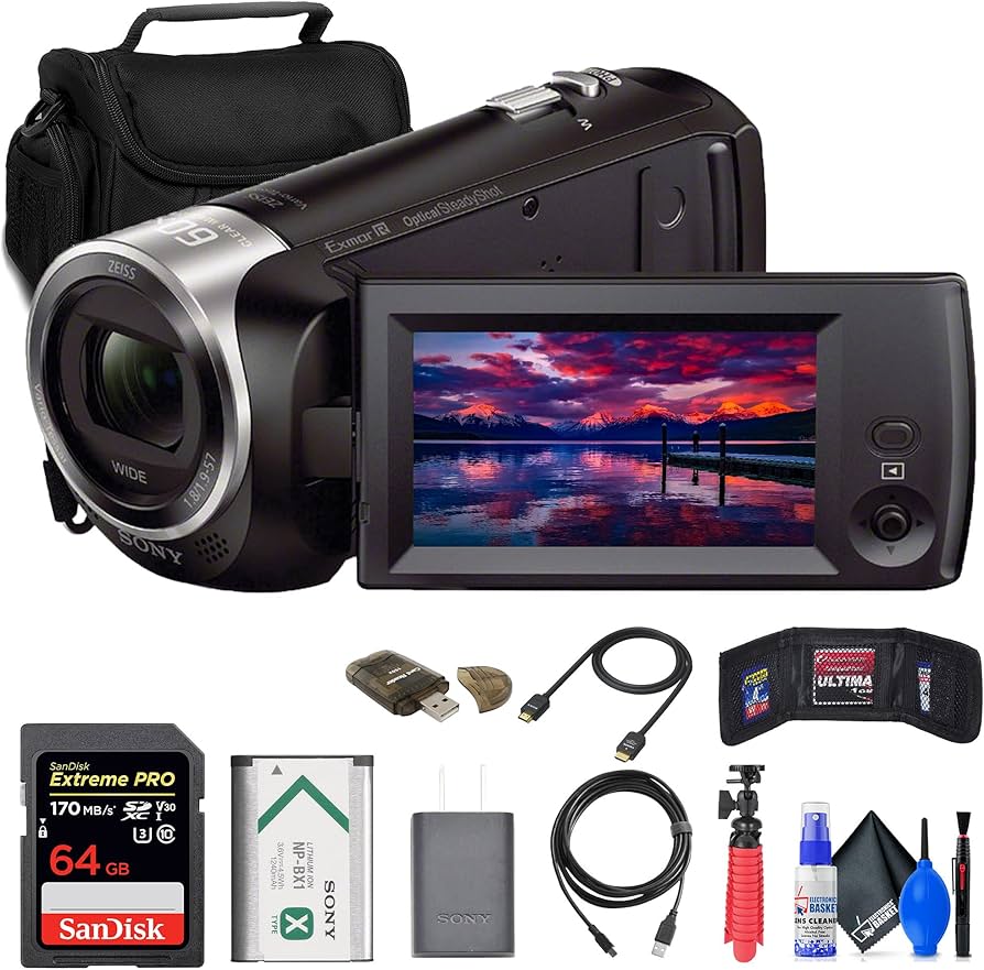 Sony HDR-CX405 HD Handycam(HDRCX405/B) + 64GB Memory Card + Bag +