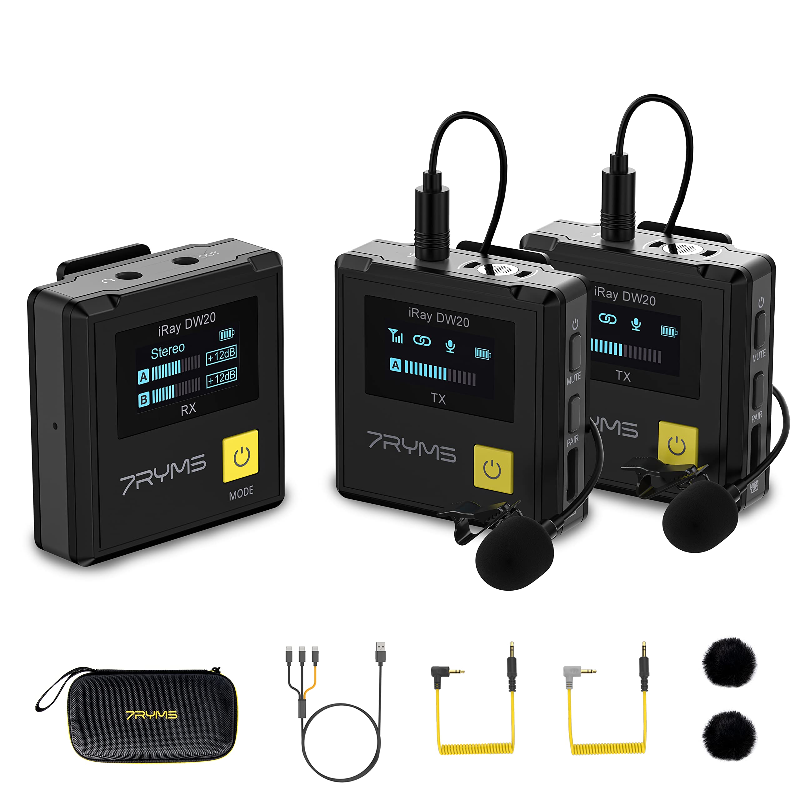 Amazon.com: 7RYMS iRay DW20 Wireless Lavalier Microphone with