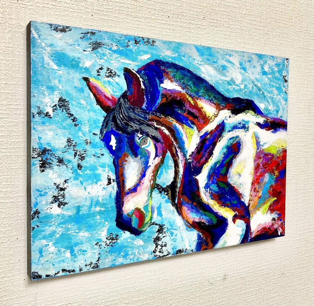 Amazon.co.jp: 原画 馬 一点物 絵 絵画 動物画 肉筆画 アクリル画 現代