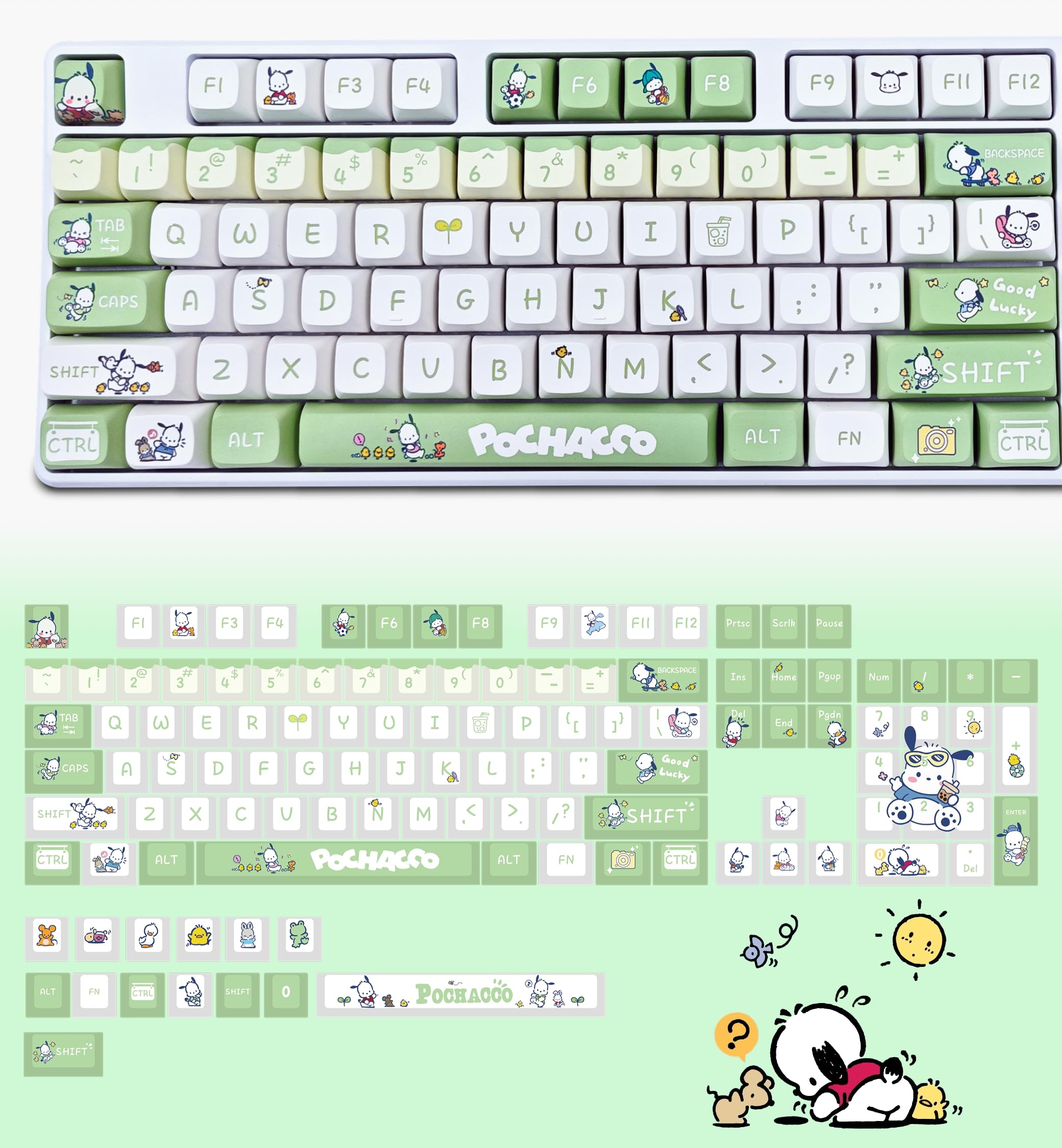 Amazon.co.jp: Sanri0 Pochaccco グリーンイエローキーキャップ XDA MX